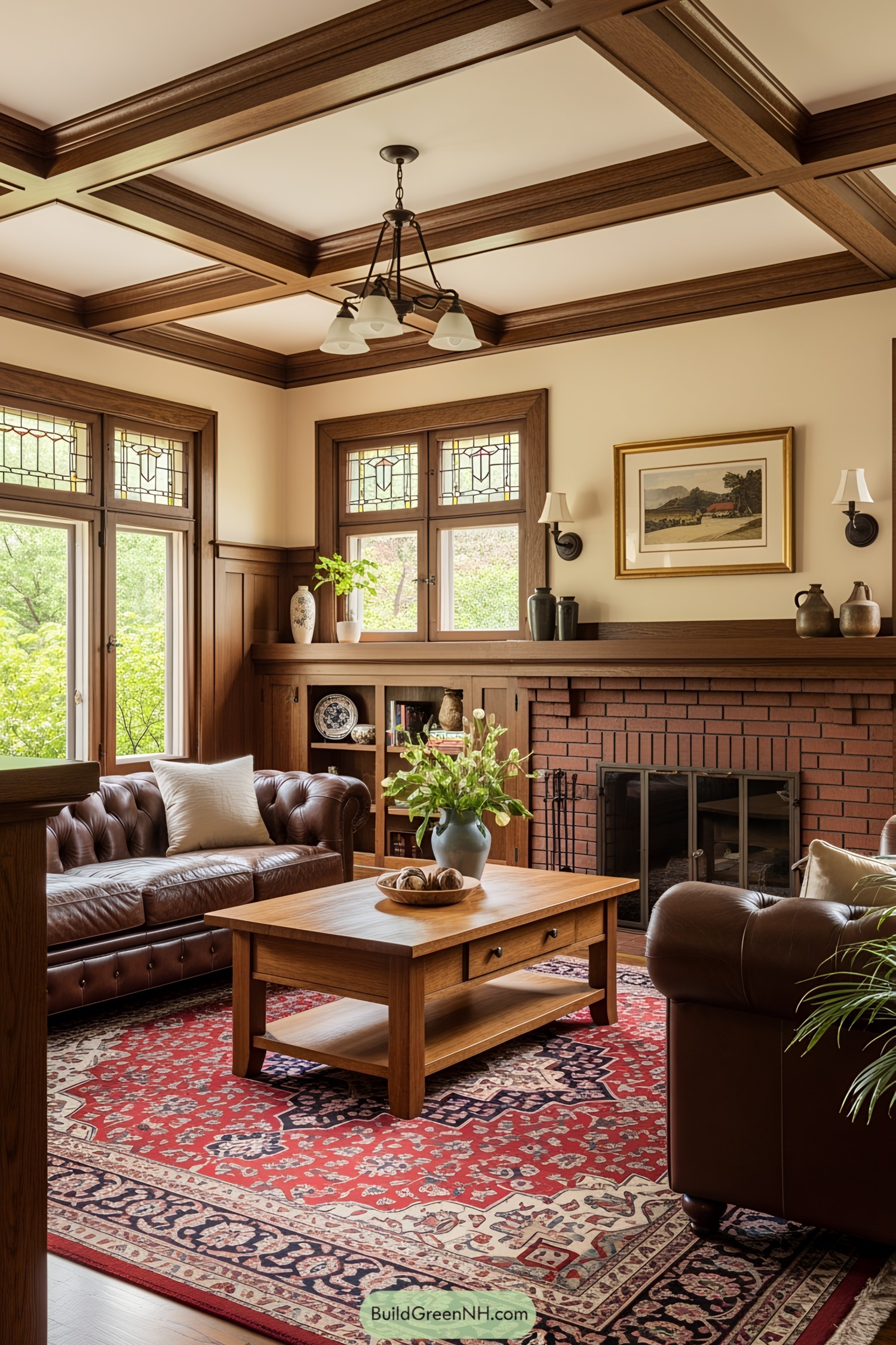 Welcoming craftsman style living room with a warm atmosphere