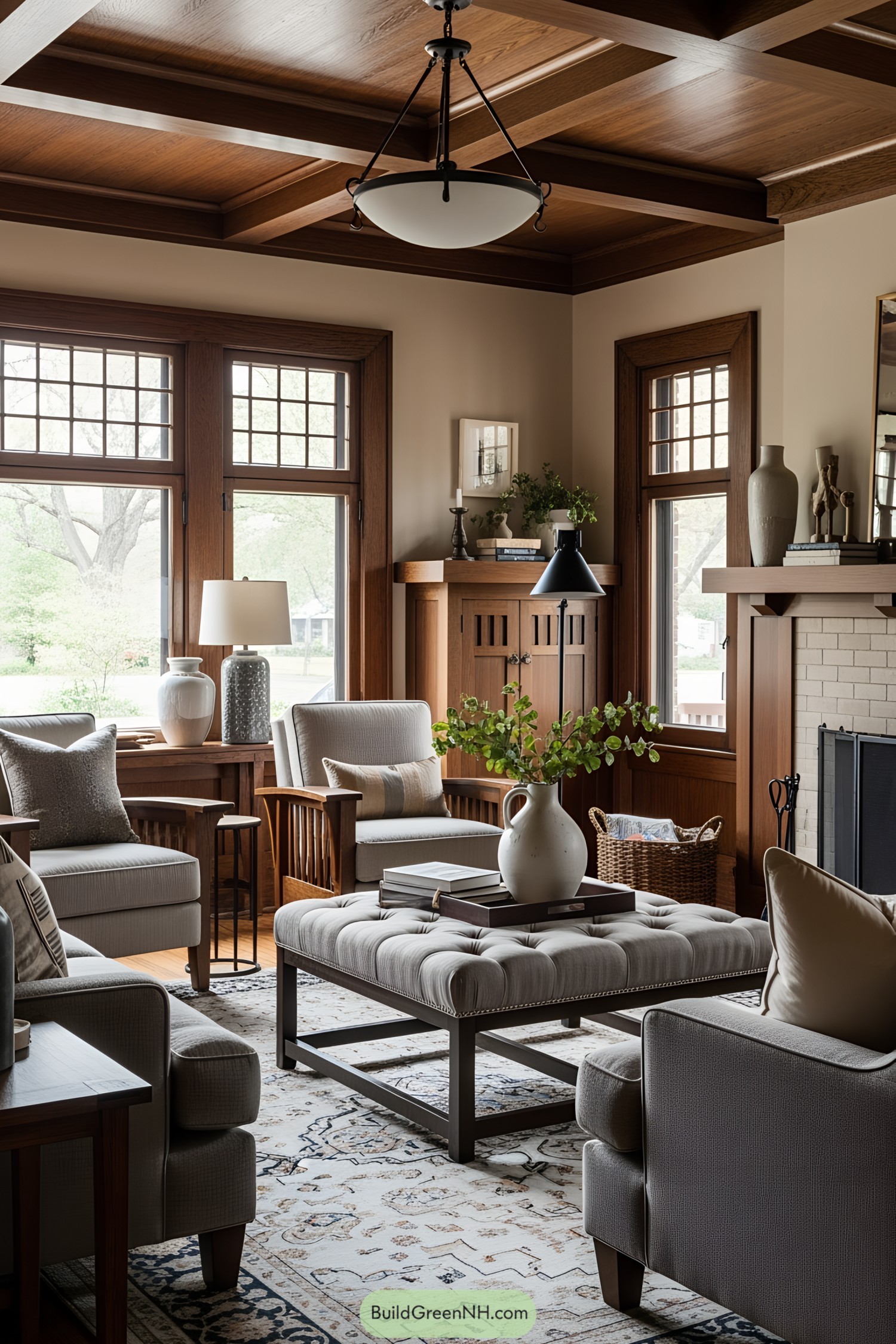 Classic craftsman living room with wood details