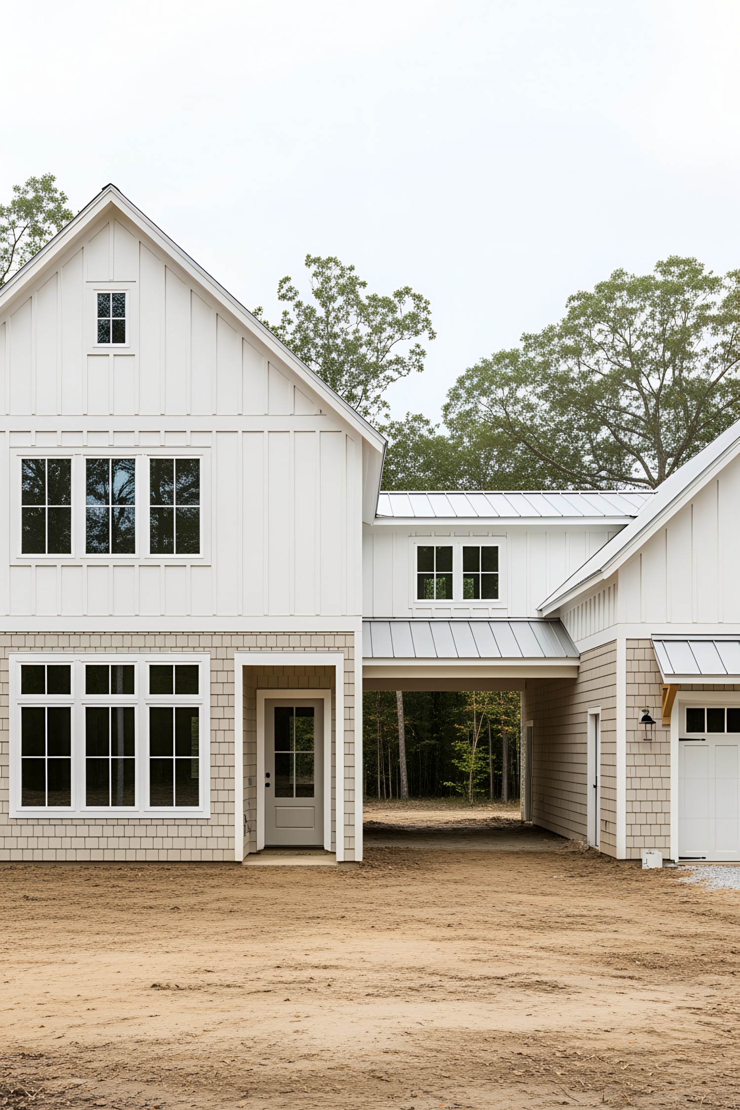 Farmhouse with connecting breezeway and garage