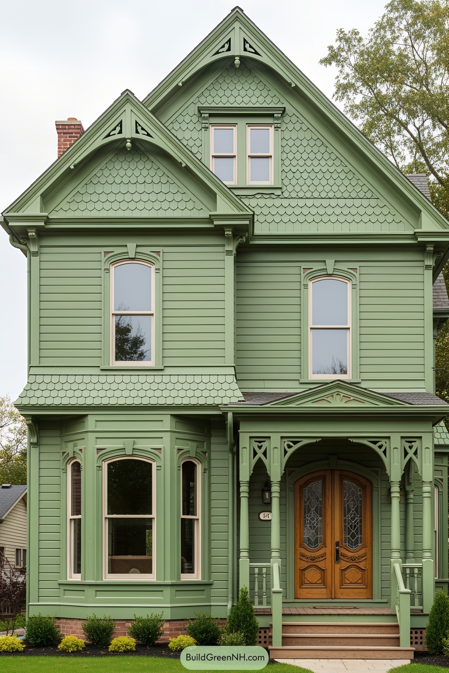 Victorian house with intricate green details