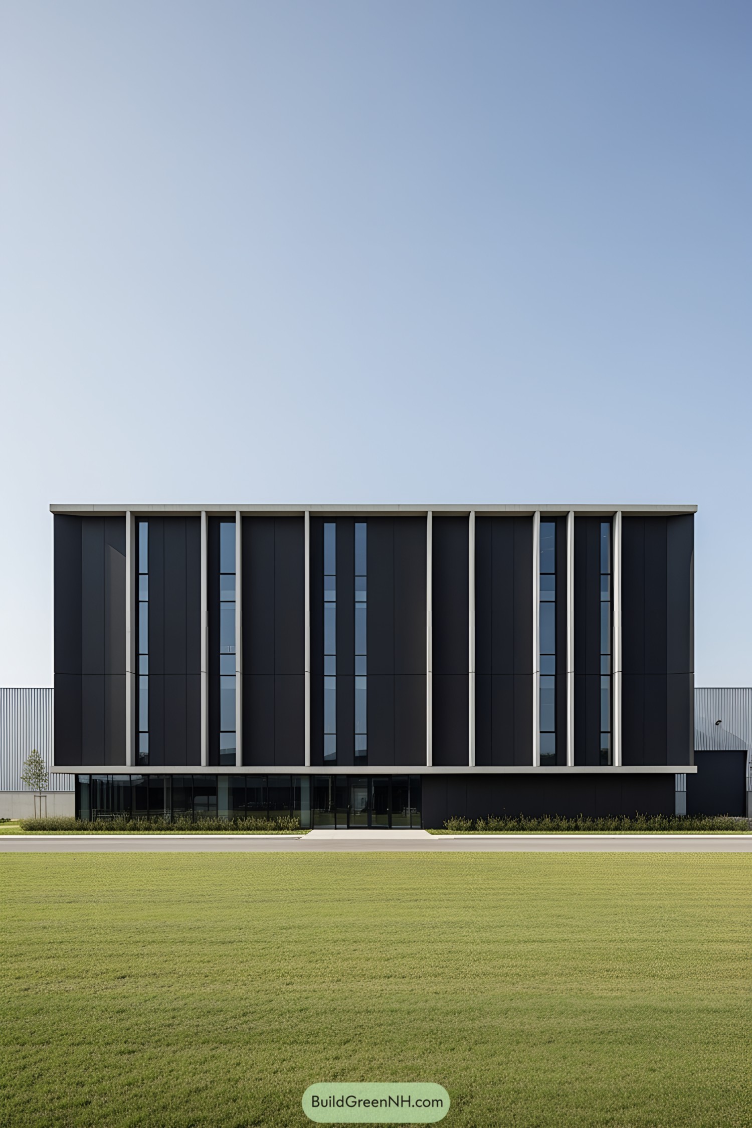 Modern industrial building with a sleek facade