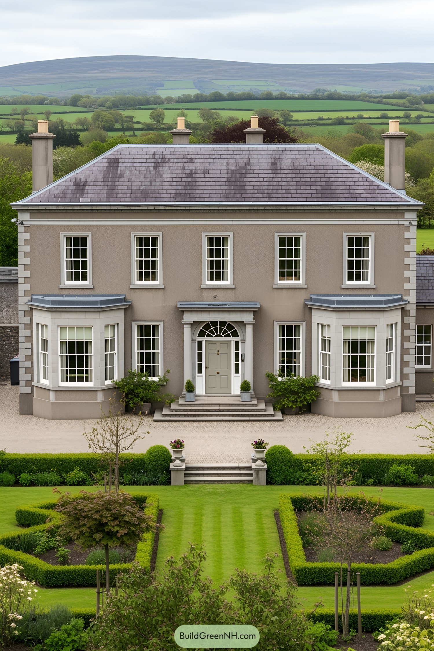 Elegant country house with formal gardens