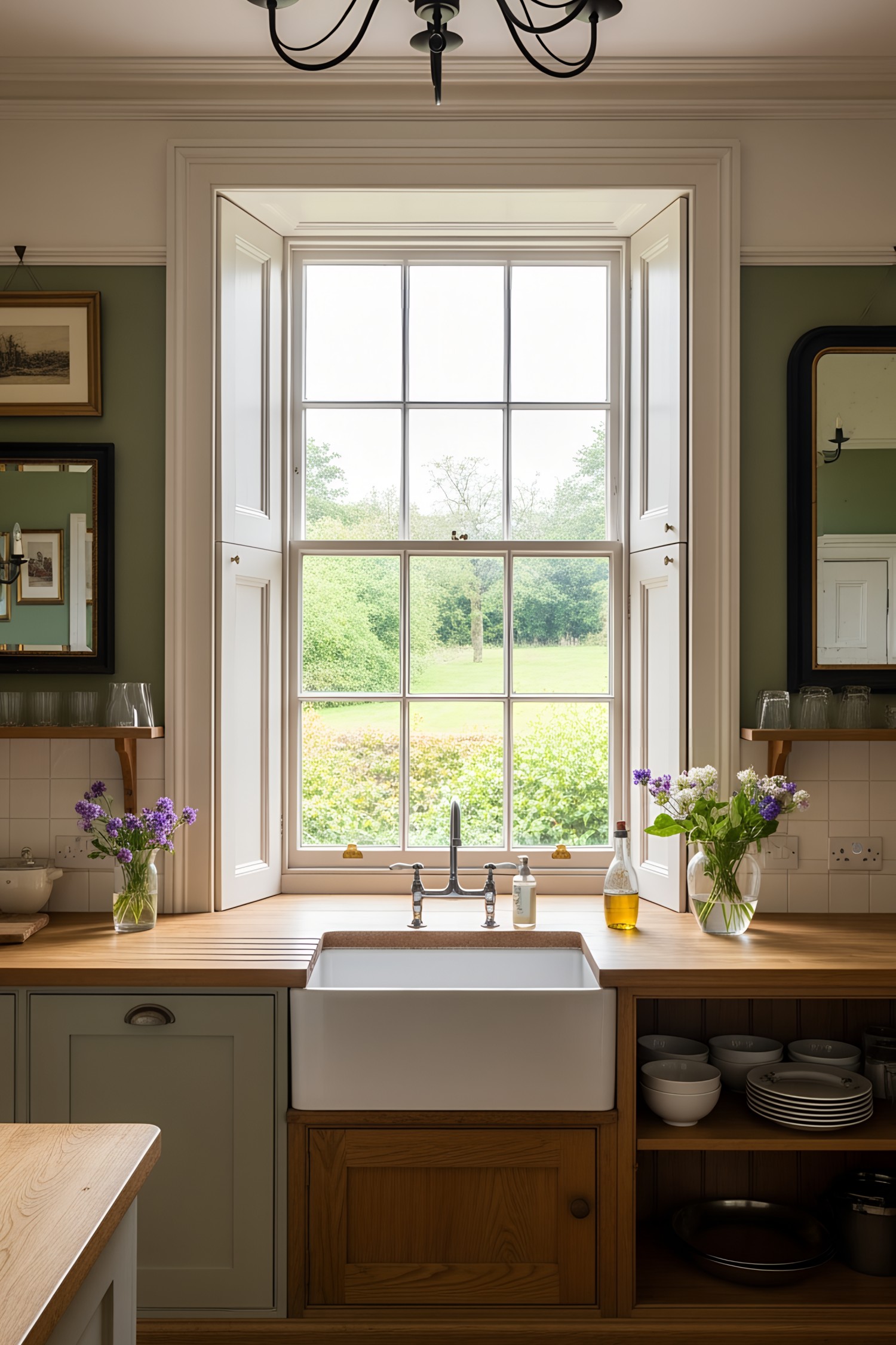 Scottish kitchen window with countryside view