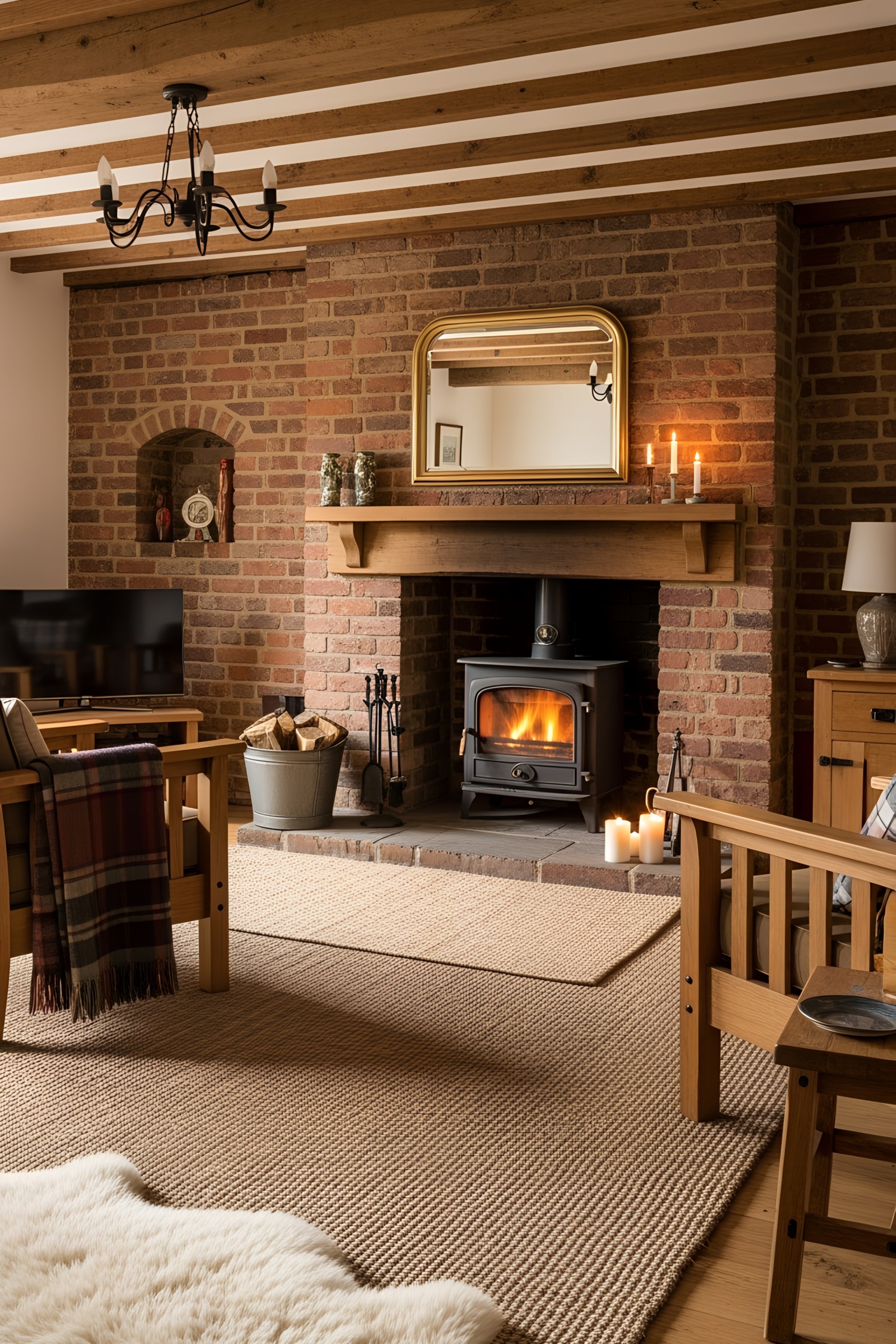 Cozy Scottish living room with a fireplace