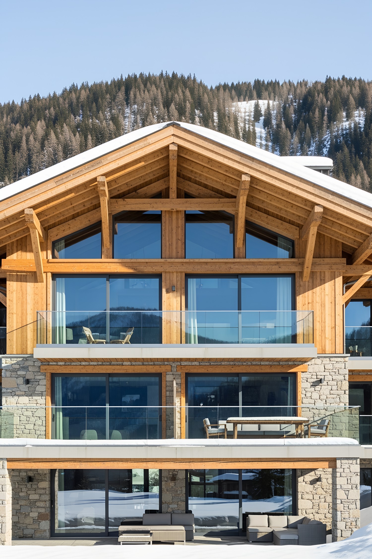 Luxurious wooden chalet with mountain views