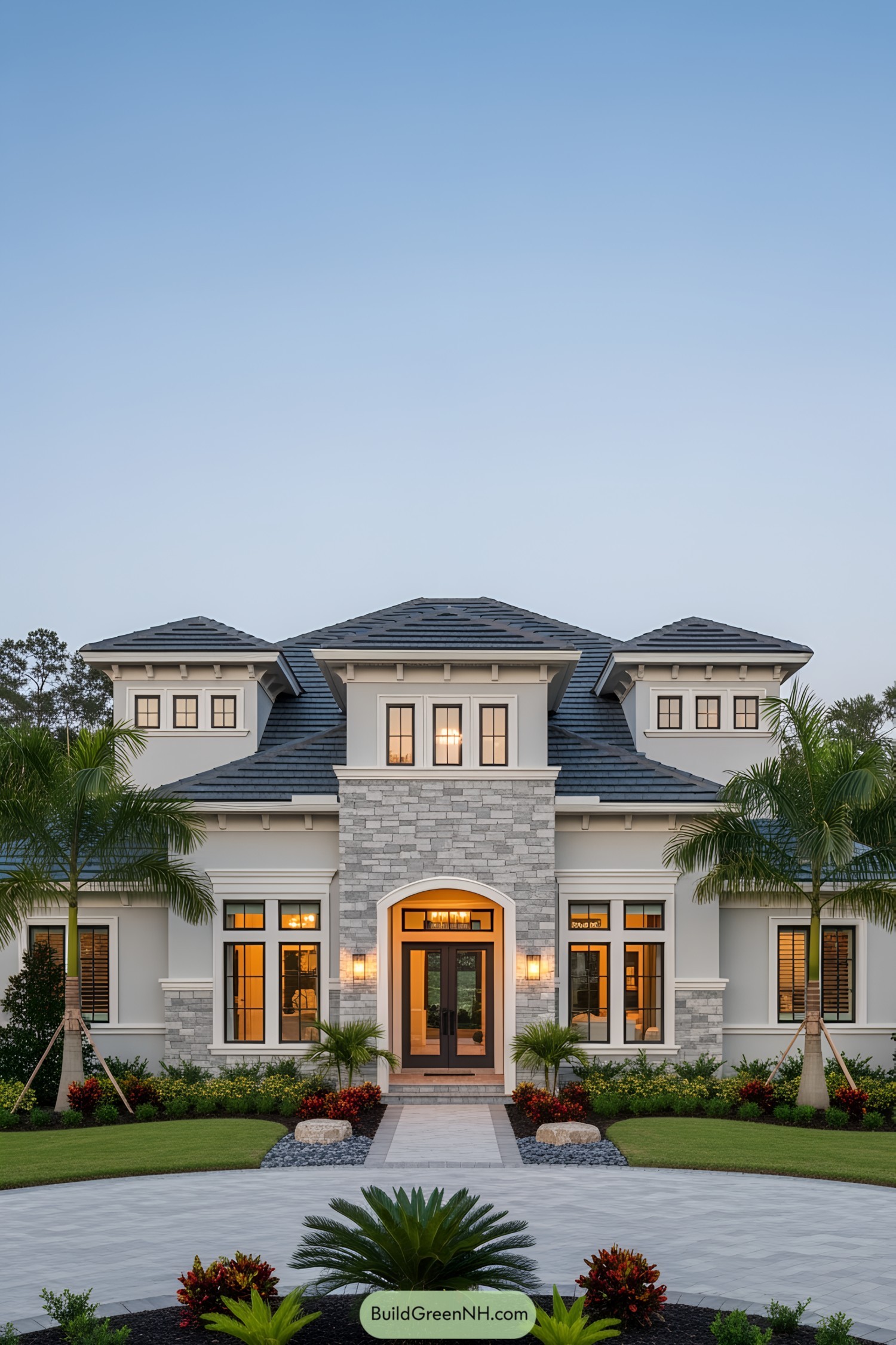 Sophisticated one-story home with a manicured garden