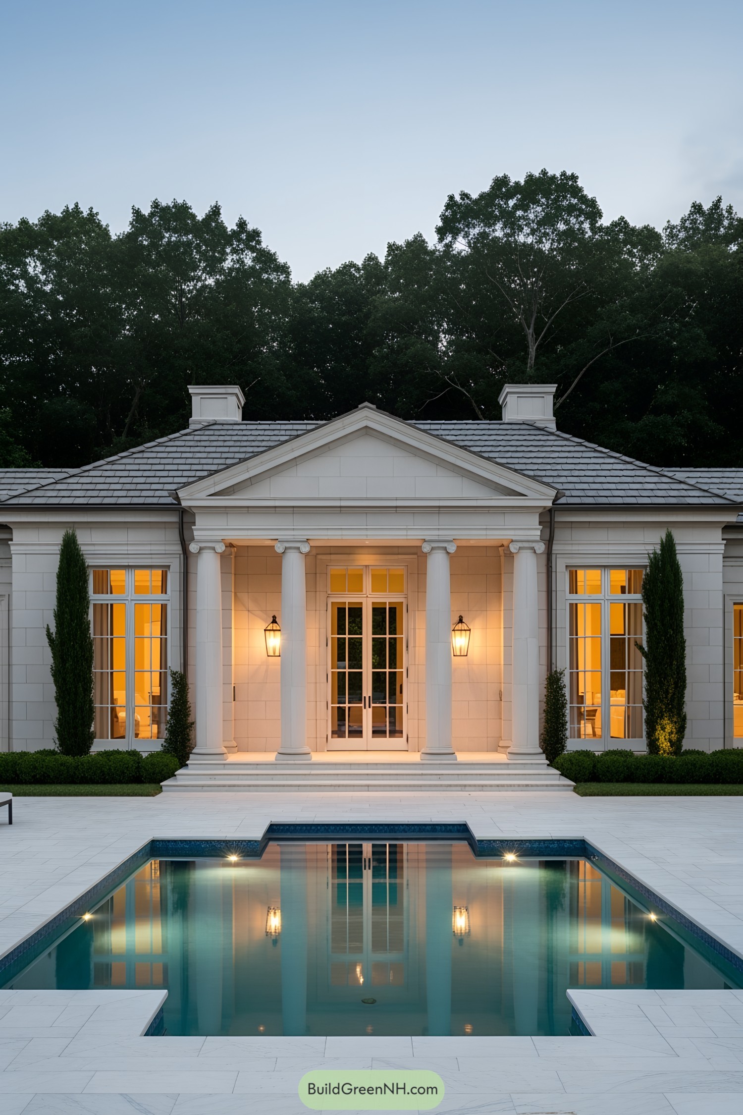 Elegant pool house with classical design