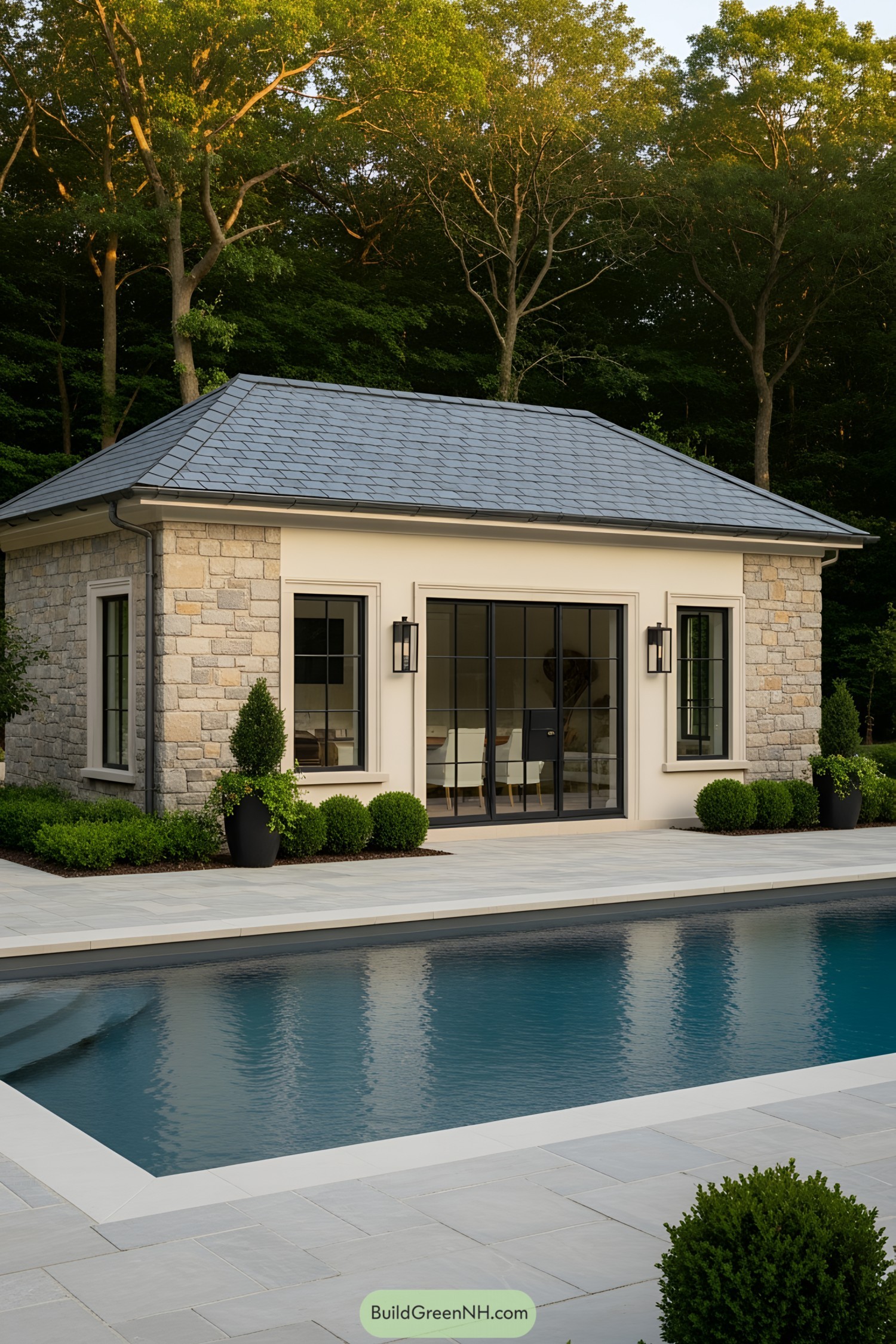 Chic pool house by the water