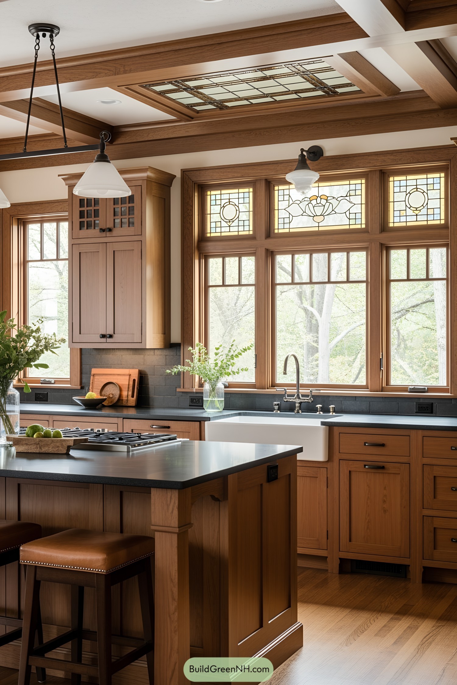 Sunlit Craftsman Style Kitchen with Wooden Accents