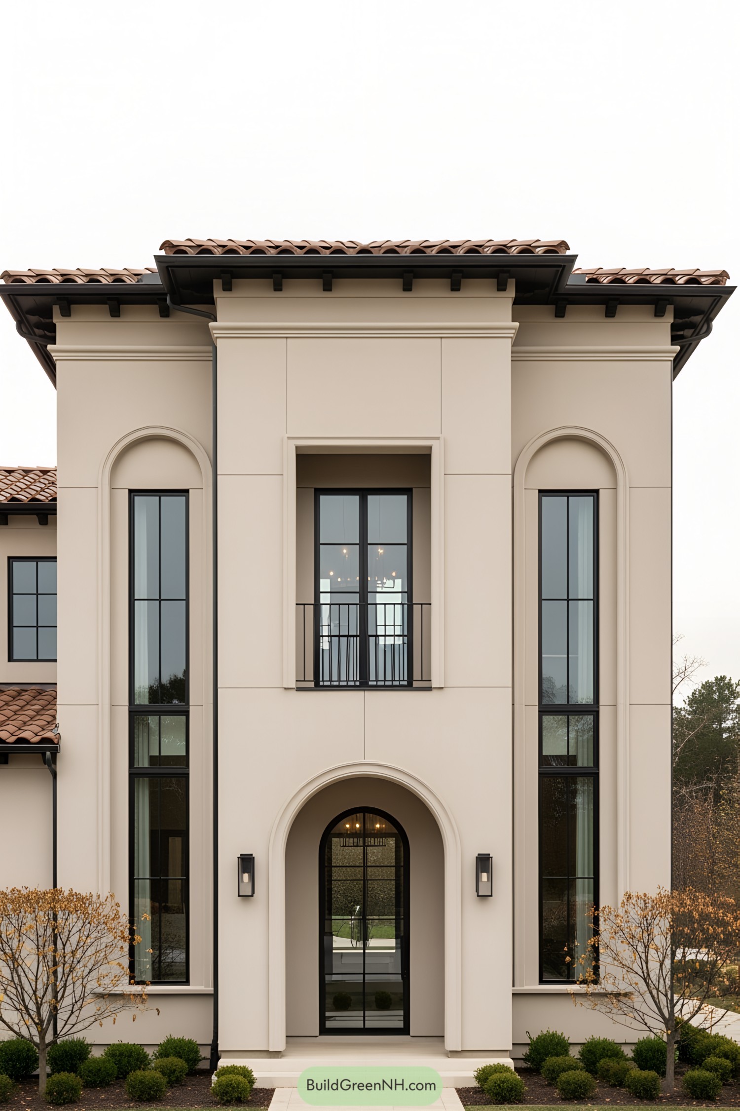 Elegant Tuscan house with arched entryway