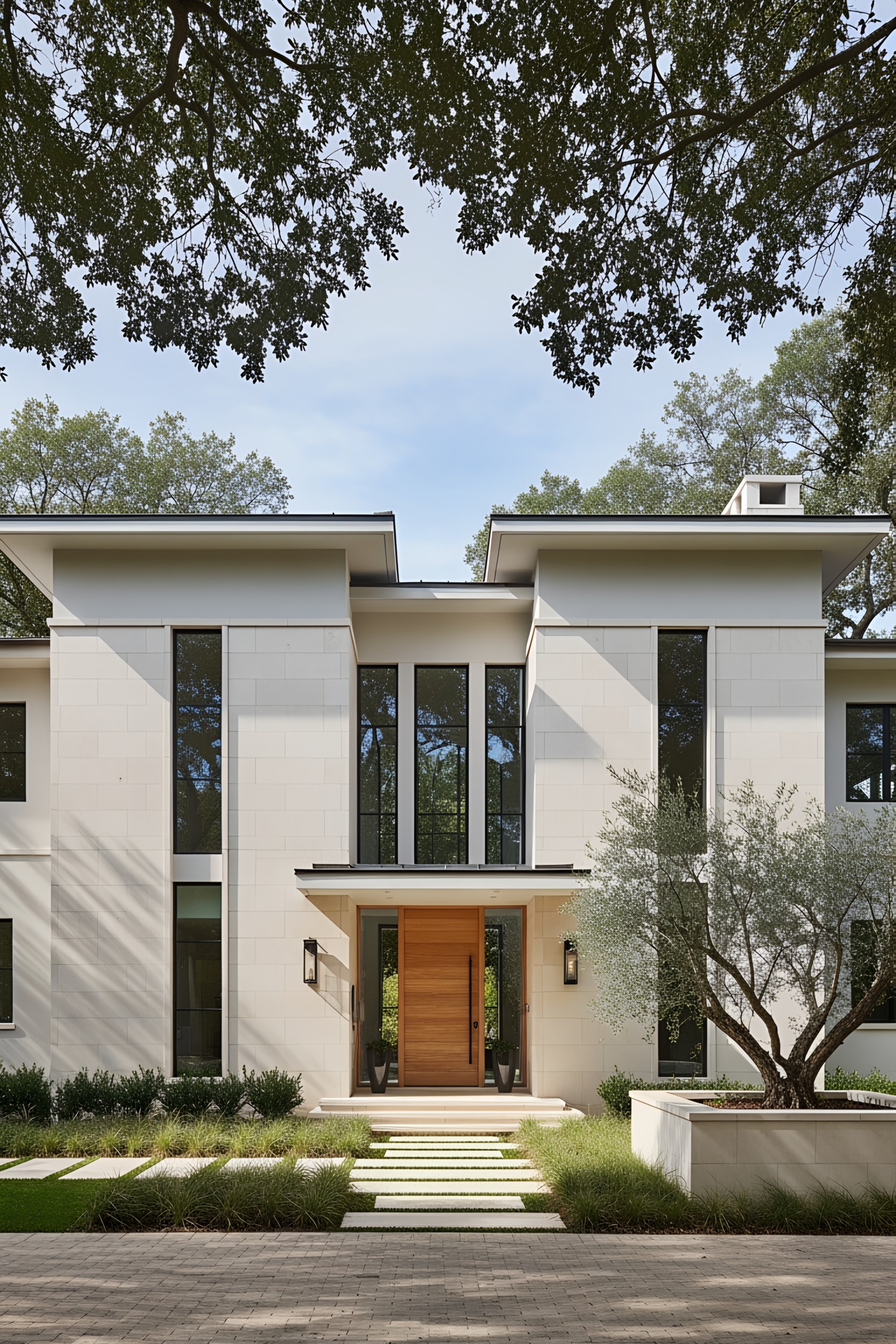 Modern Tuscan villa with sleek lines and trees