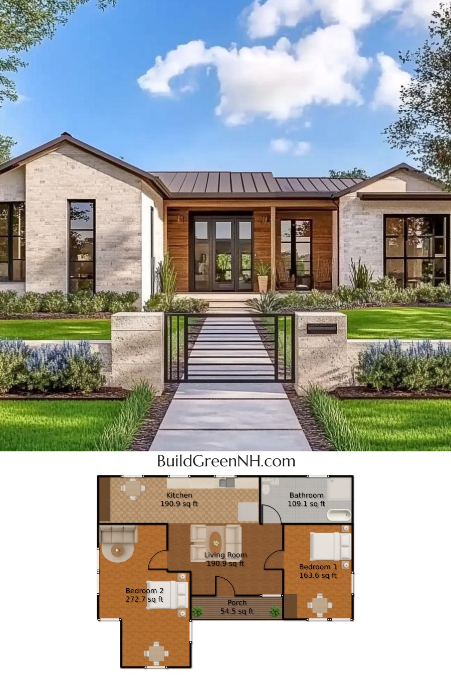 Charming Contemporary Abode: One Story House Plans