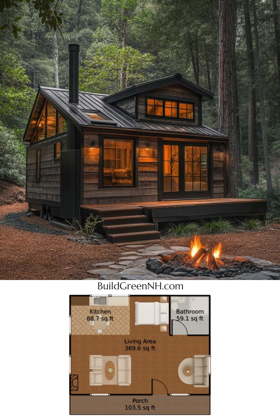Cozy Woodland Retreat: Small Cabin Floor Plans