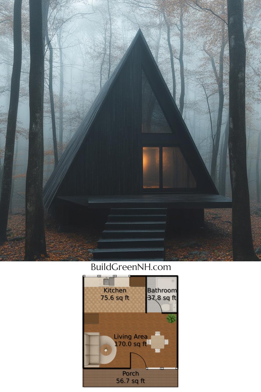 Triangular Tranquility Nest: Small Cabin Floor Plans