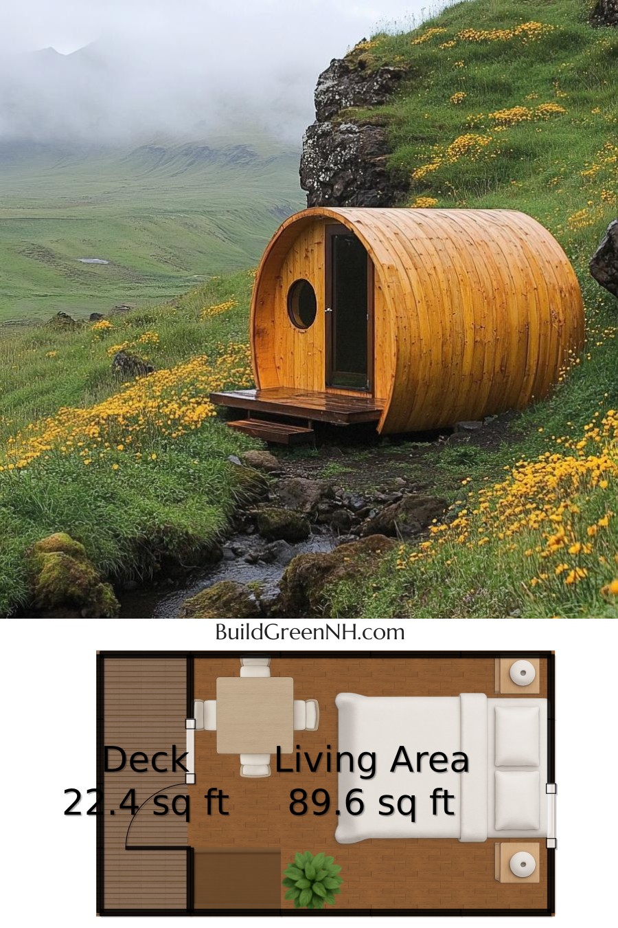 Tiny Barrel Haven by the Creek: Small Cabin Floor Plans
