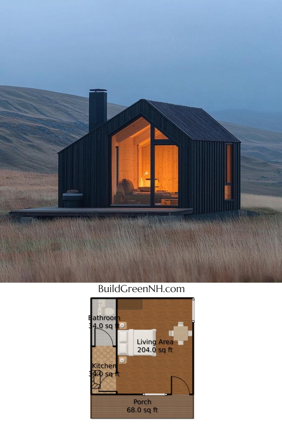 Starlit Shack in the Meadow: Small Cabin Floor Plans