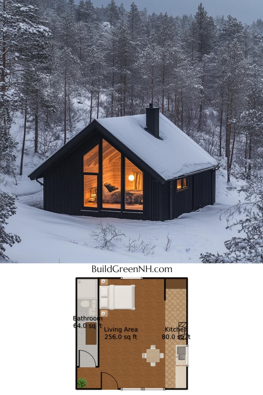Snowy Serenity Shack: Small Cabin Floor Plans