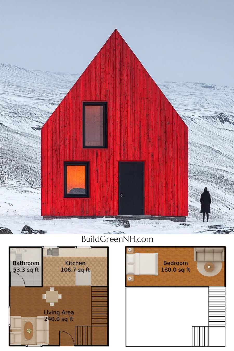 Crimson Cube in the Arctic: Small Cabin Floor Plans
