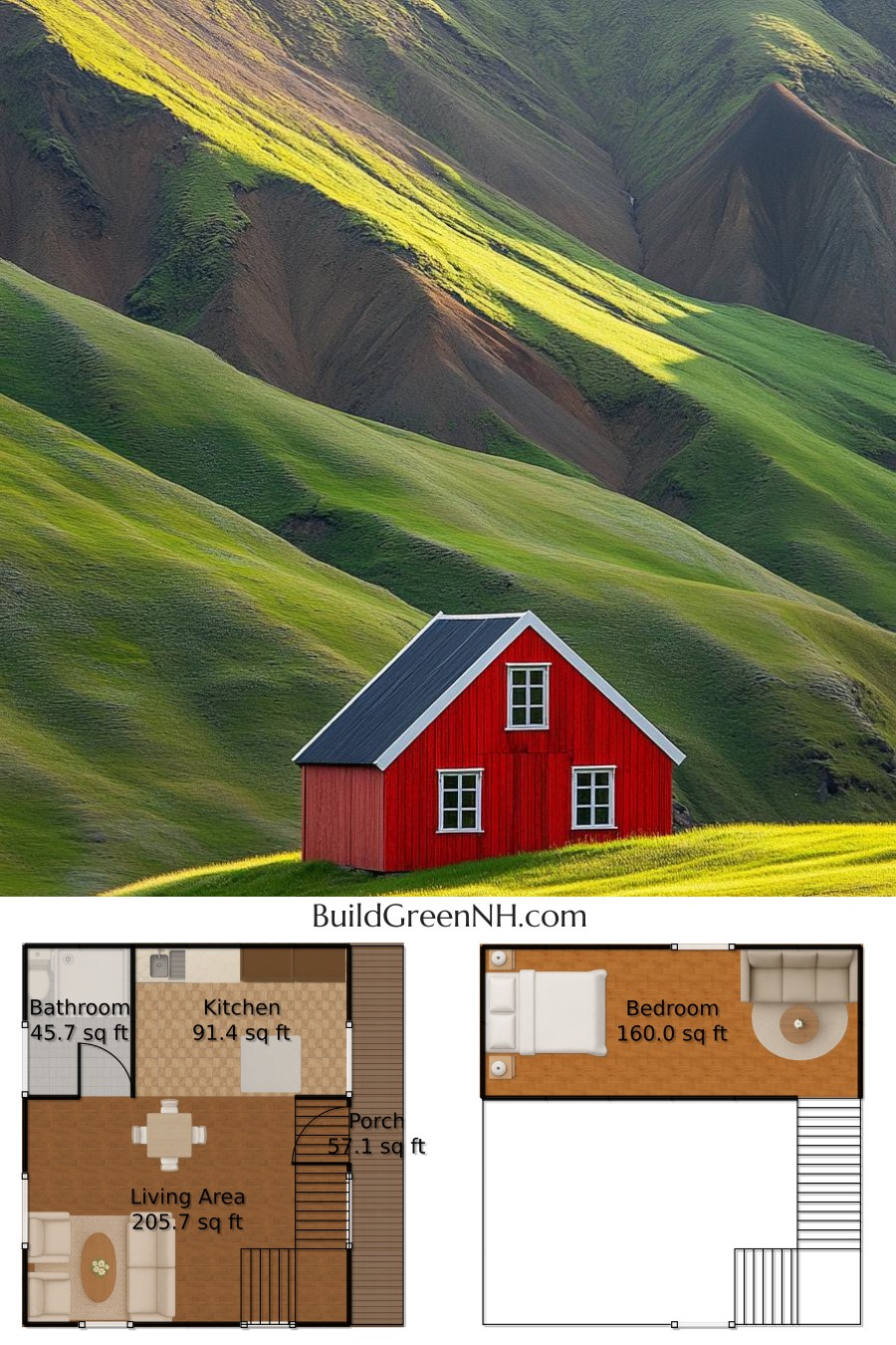 Crimson Oasis Amid Emerald Waves: Small Cabin Floor Plans