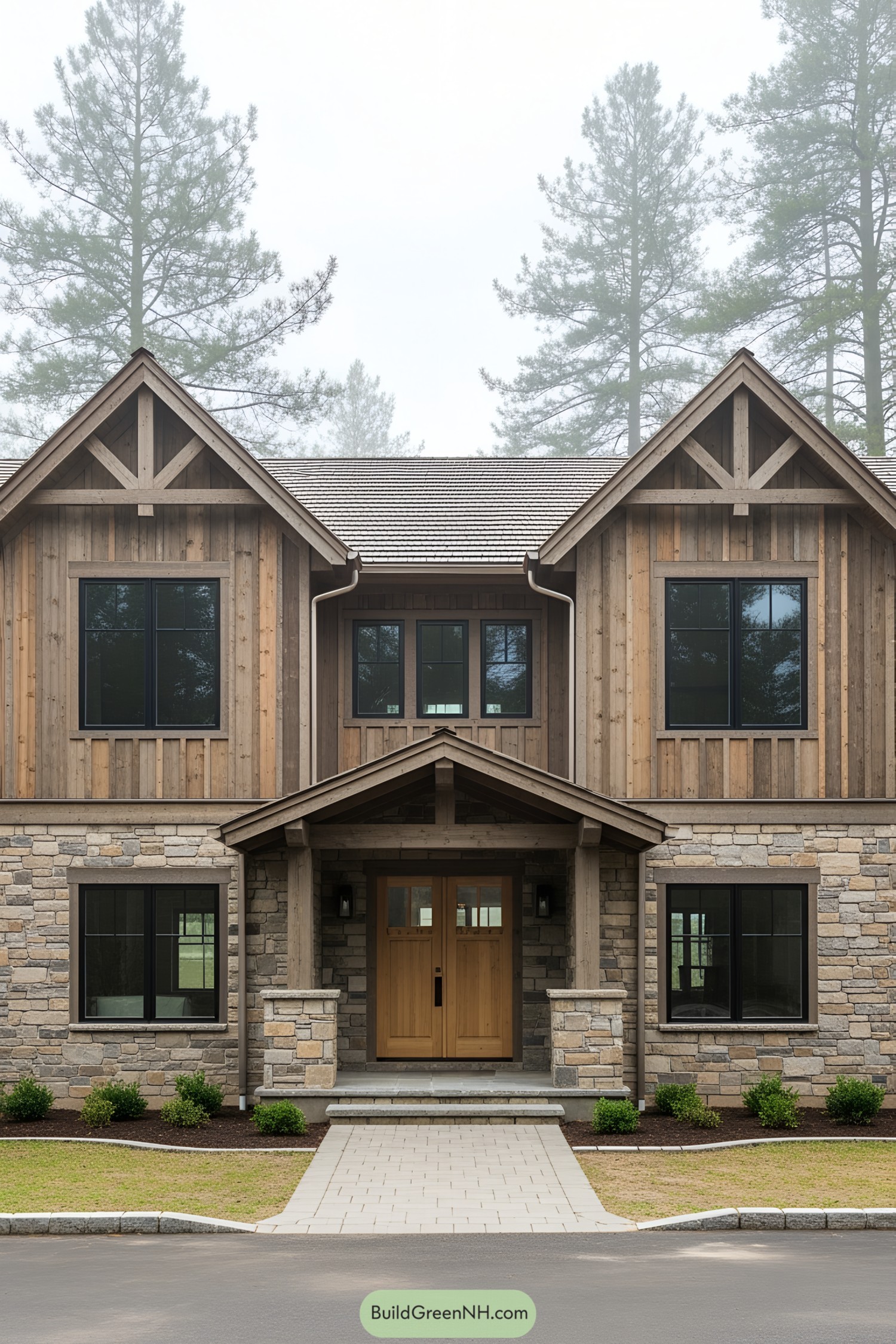 Charming rustic ranch house with wooden accents