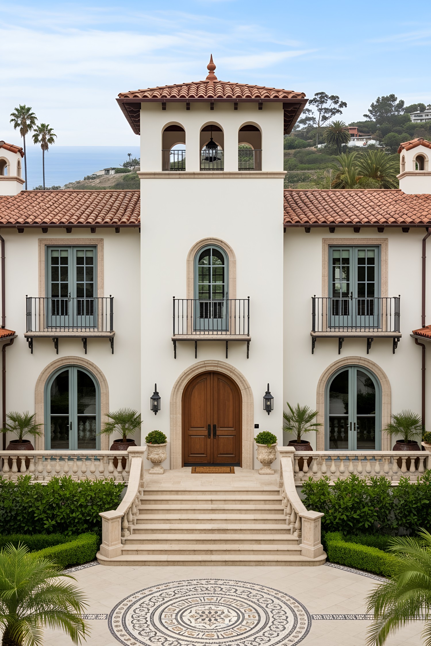 Majestic Mediterranean-style house with a garden