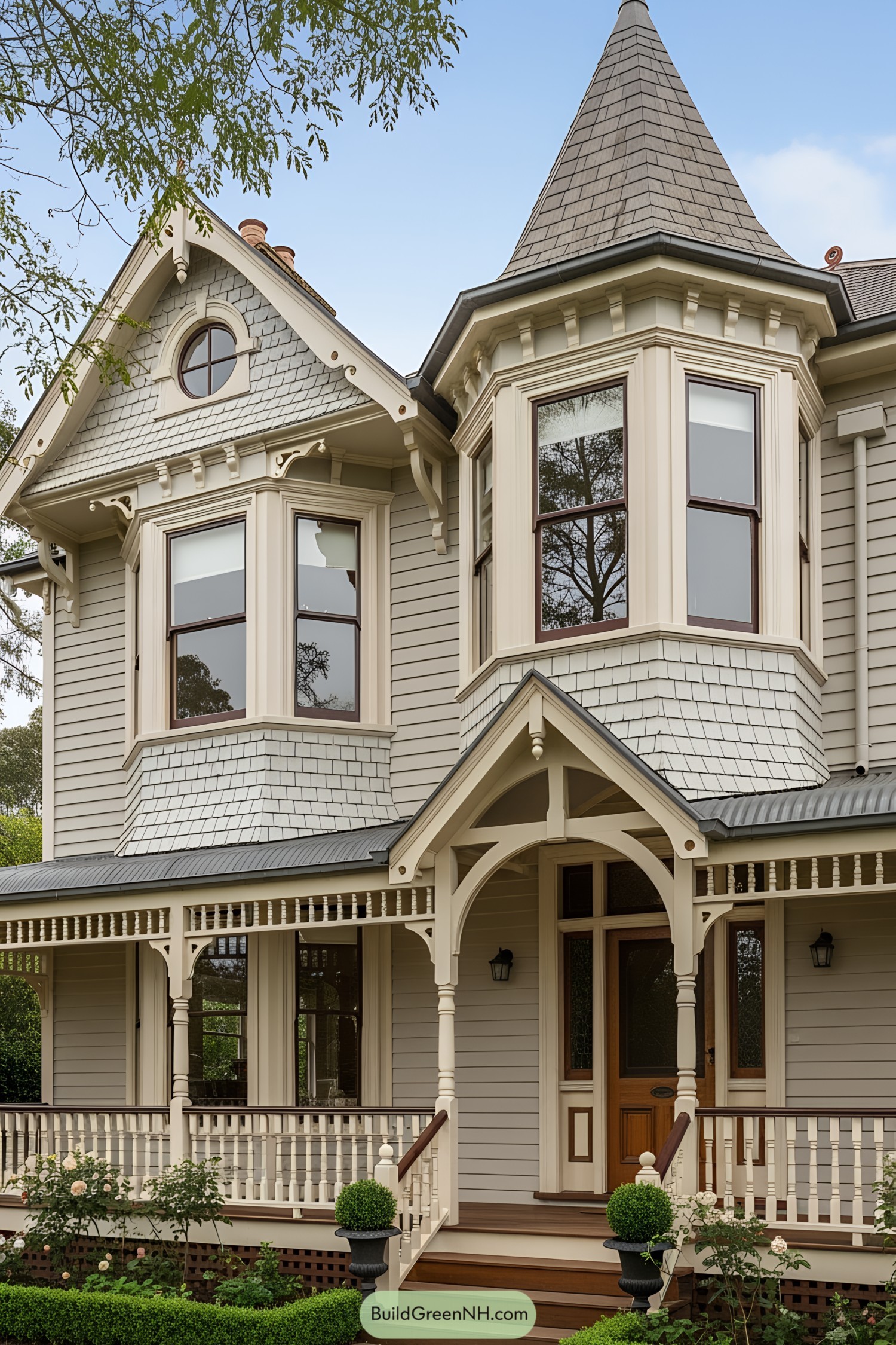Victorian house with turret and porch details