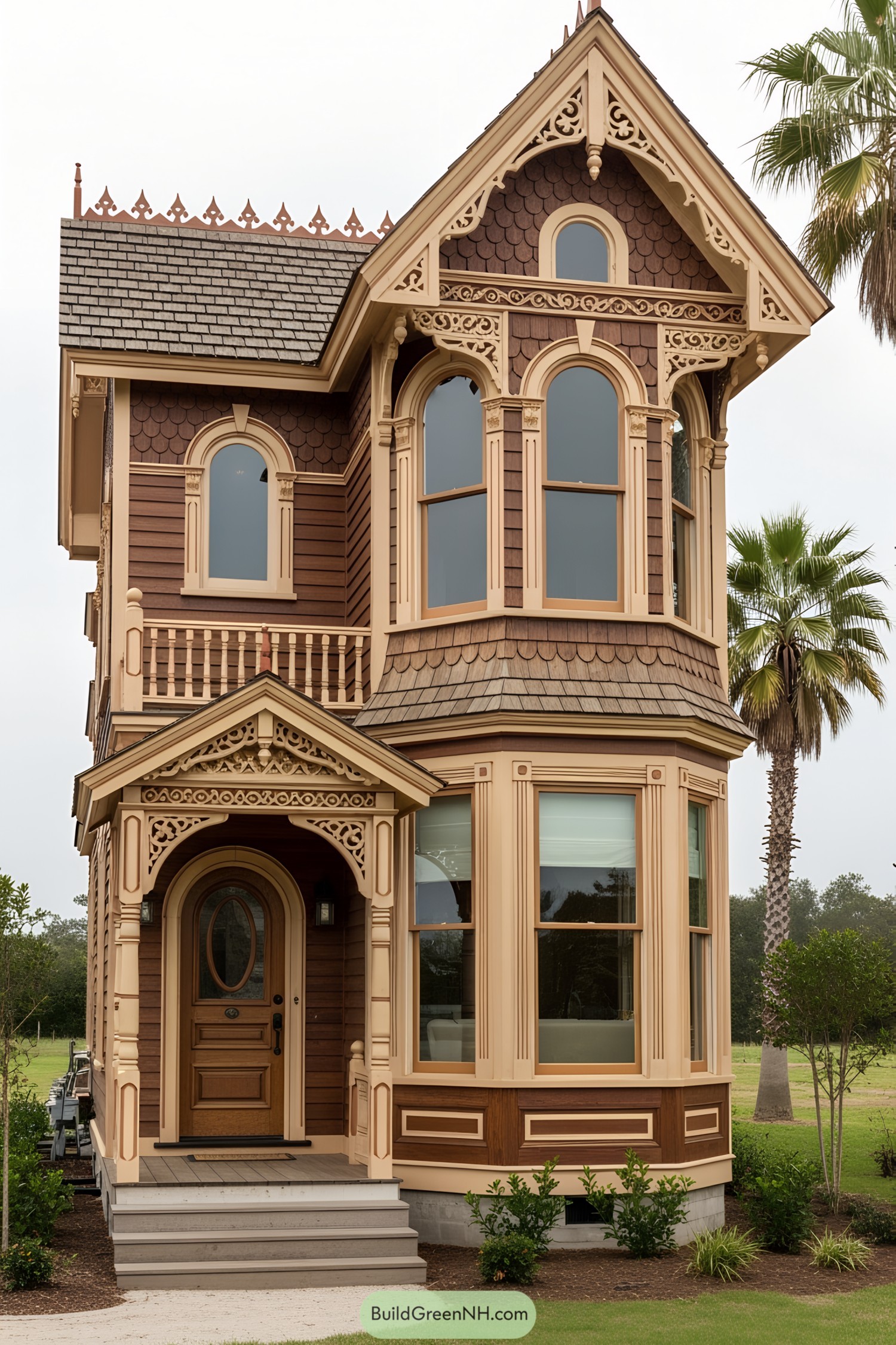 Cute tiny Victorian house with ornate details