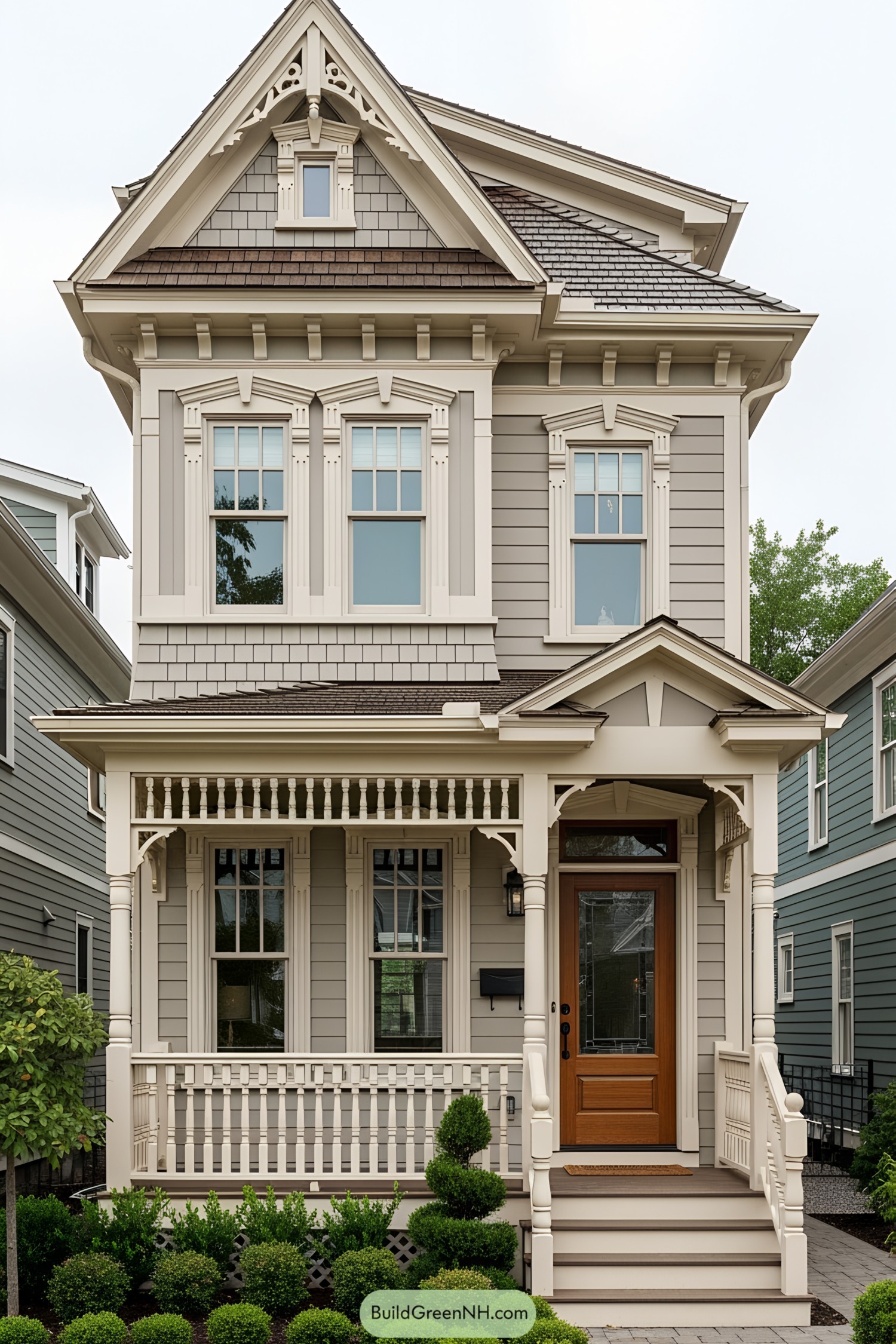 Elegant Victorian tiny house with intricate woodwork