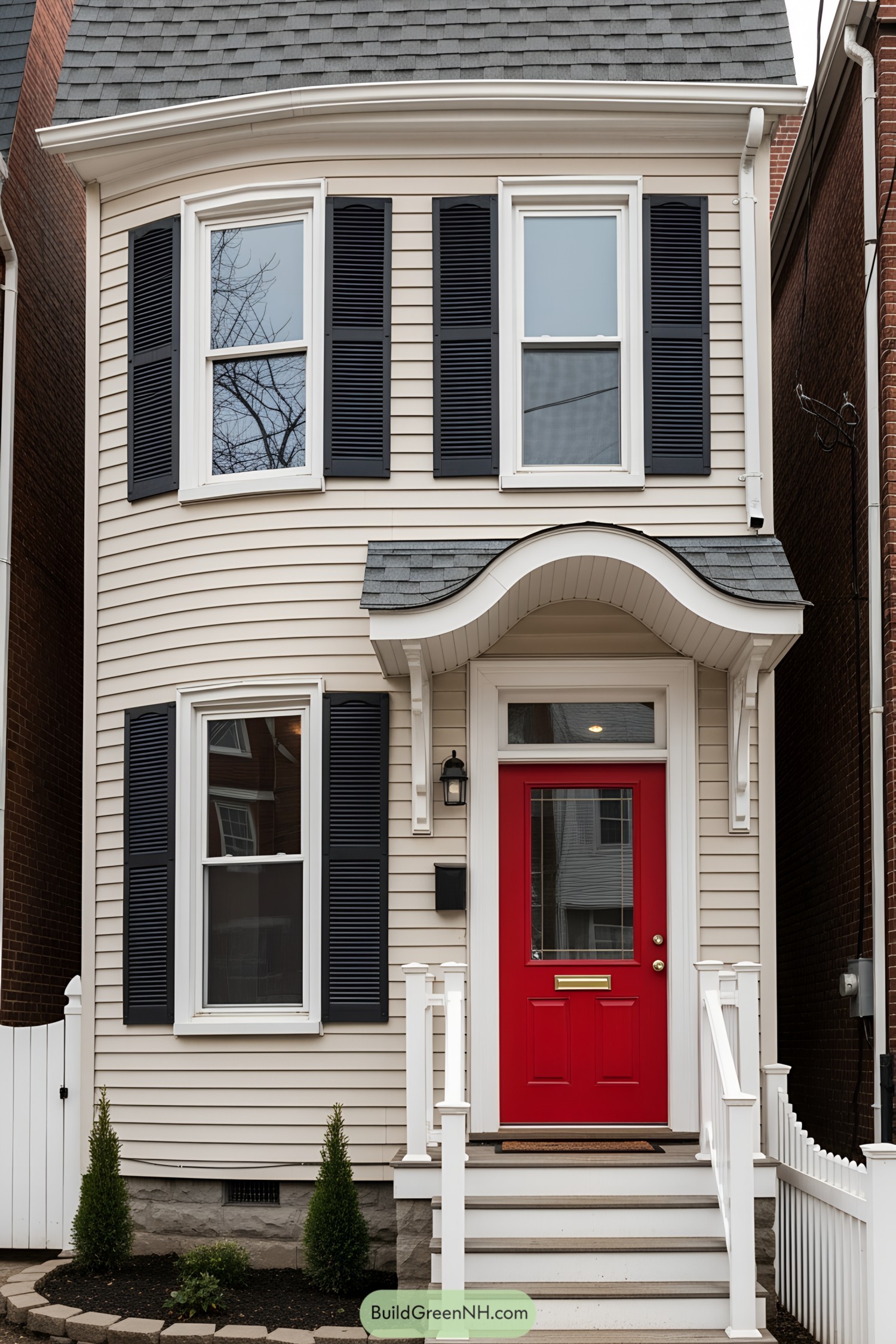 Quaint Victorian tiny house with bold red door