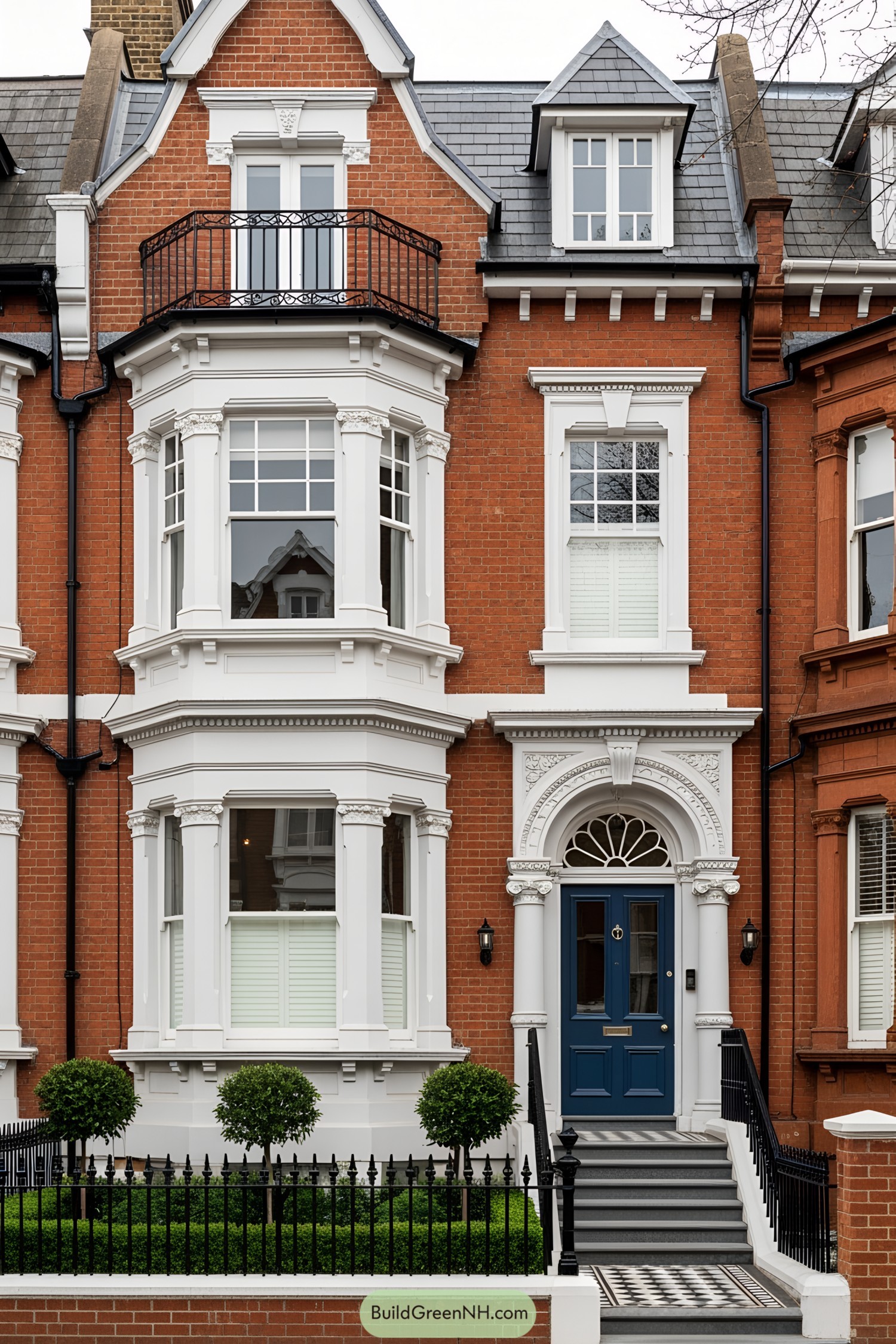 Victorian townhouse with brick facade and ornate detailing