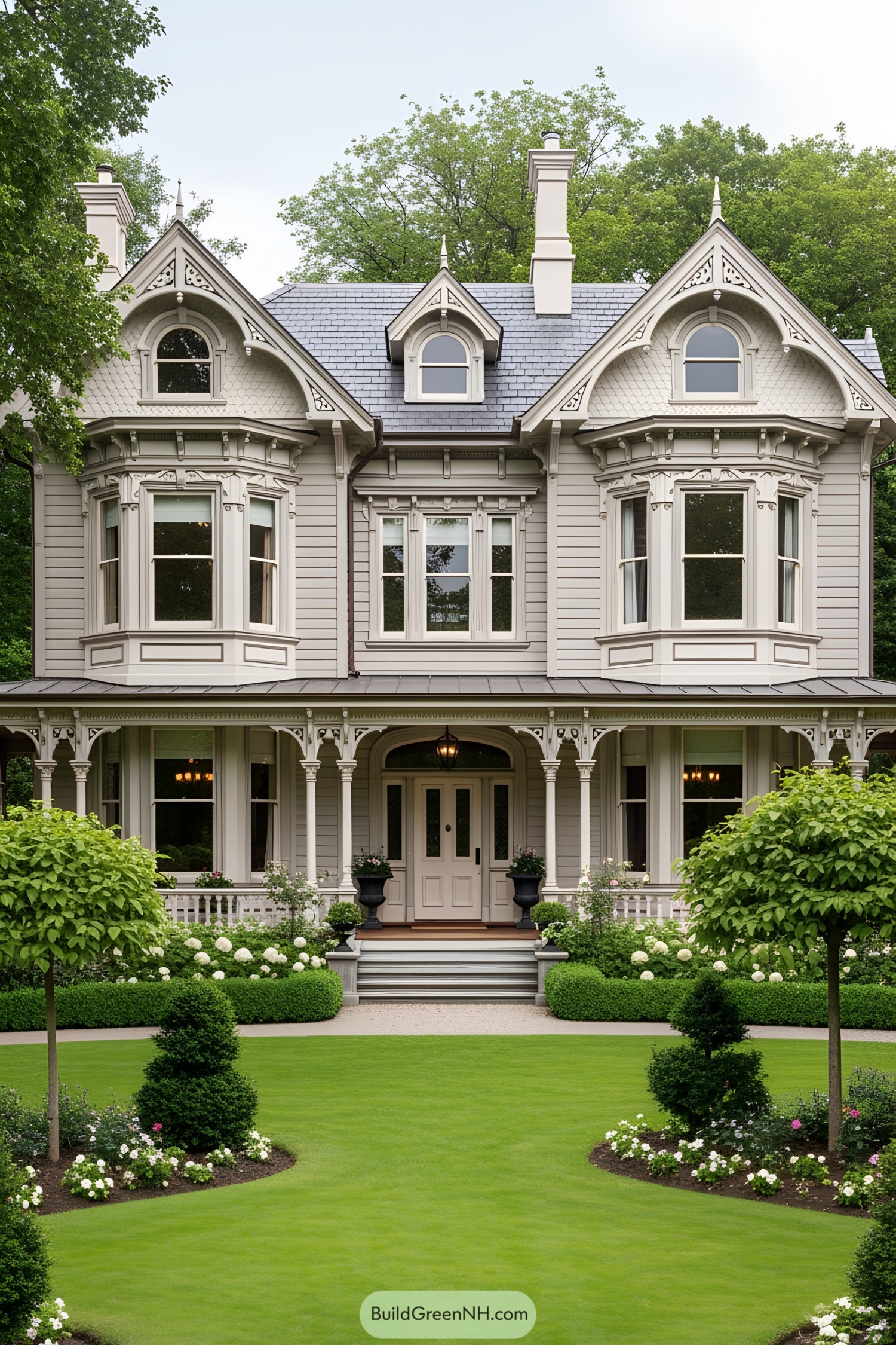 Ornate Victorian villa with lush garden