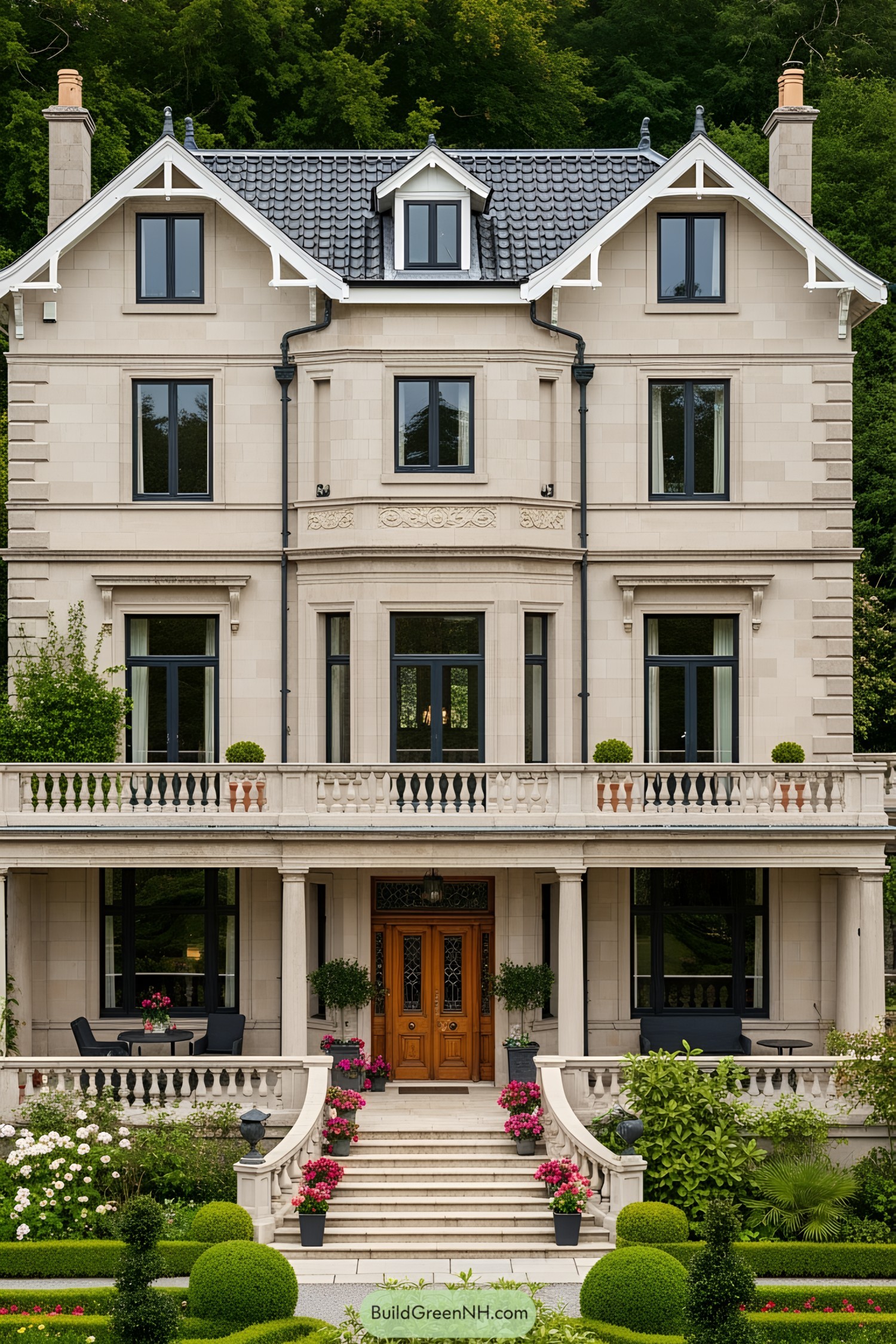 Elegant Victorian-style villa with lush garden
