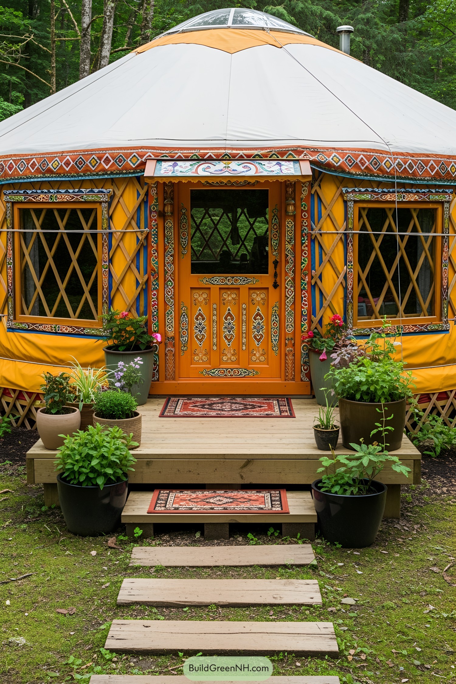 Colorful yurt with intricate decorations