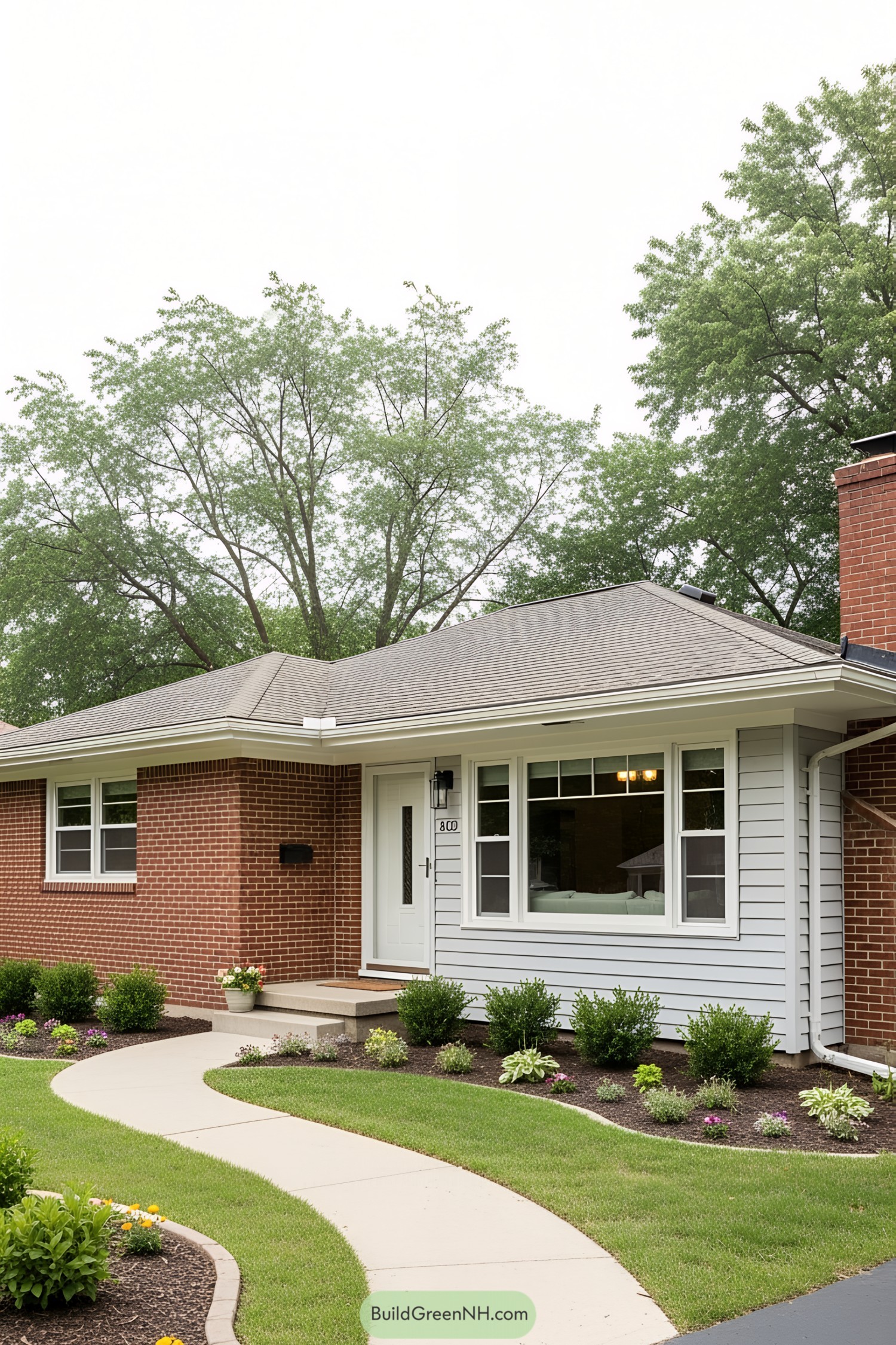Classic ranch-style house with a brick exterior and welcoming garden path