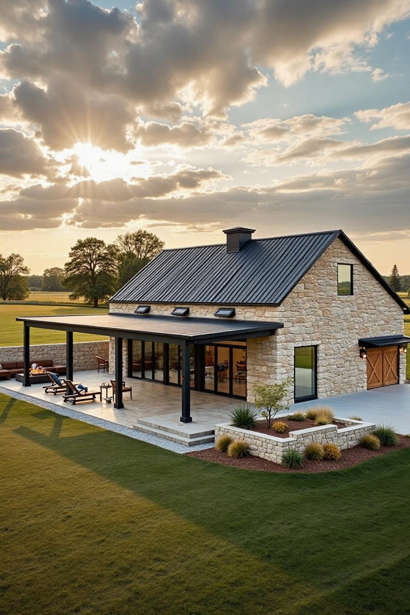 change house color to stone with black roof
