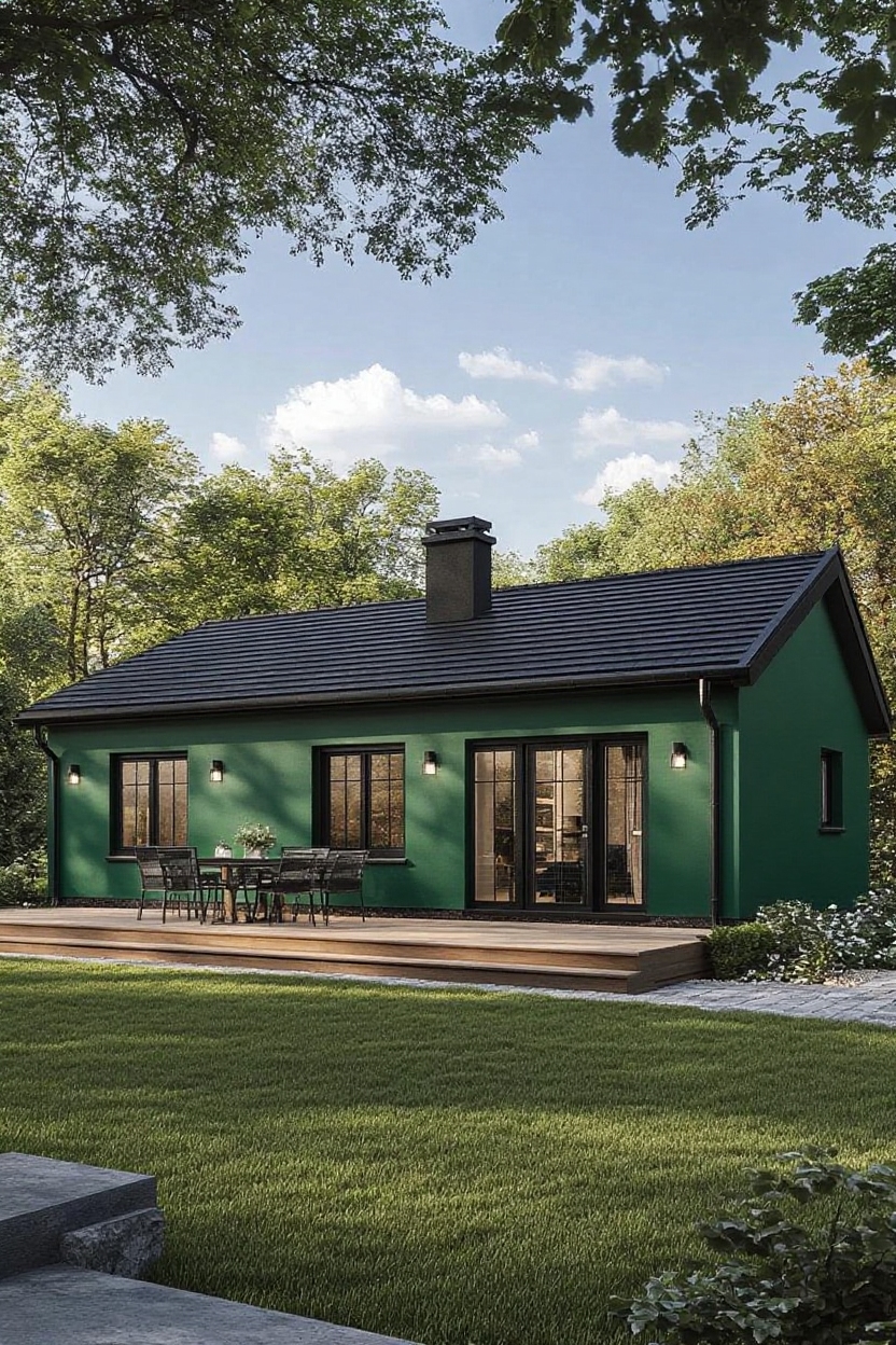 change house color to forest green paint