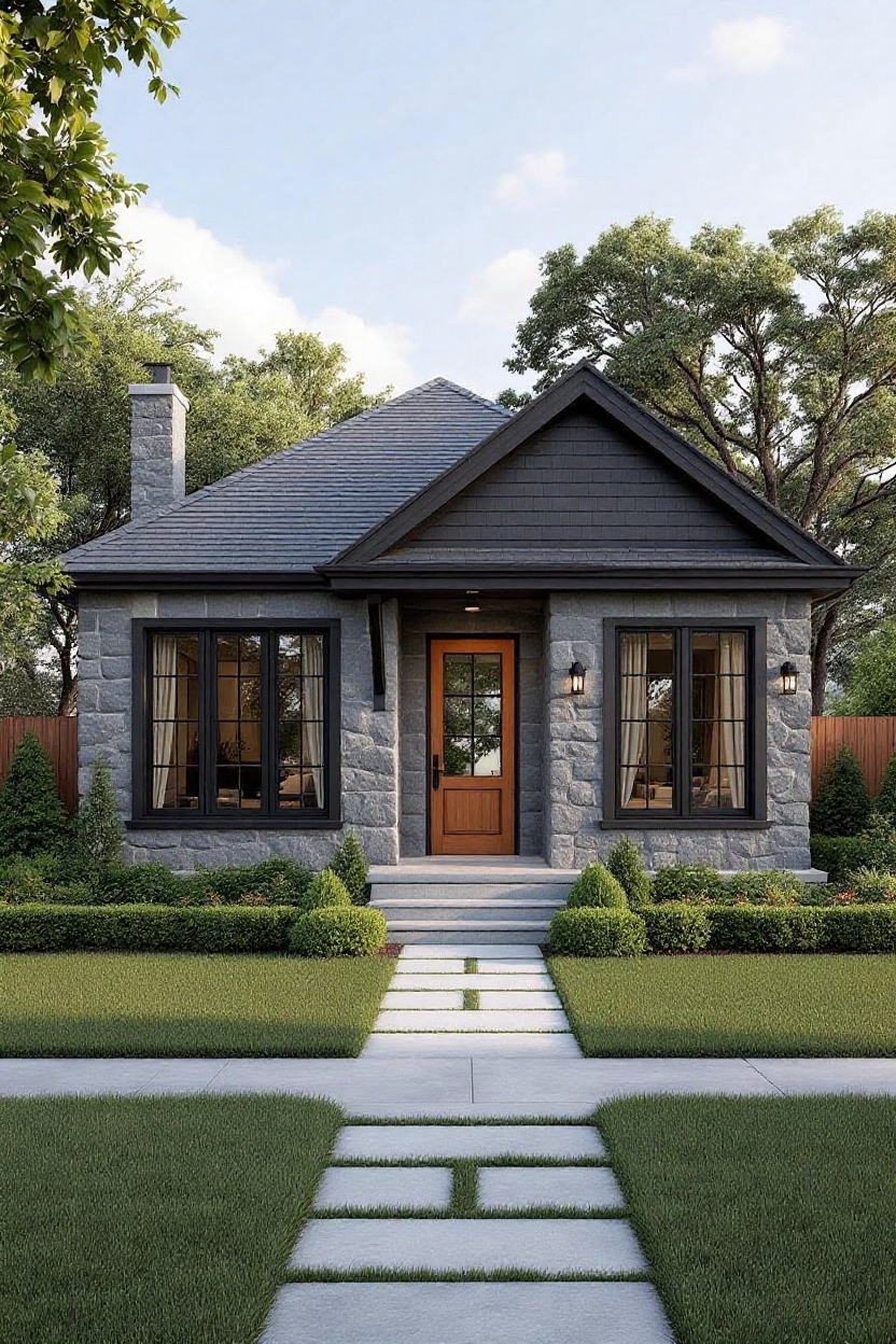 change house brick siding to grey stone