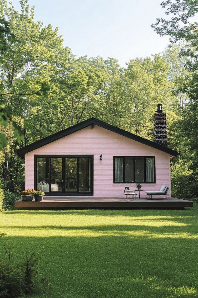 change house siding to pale pink shiplap