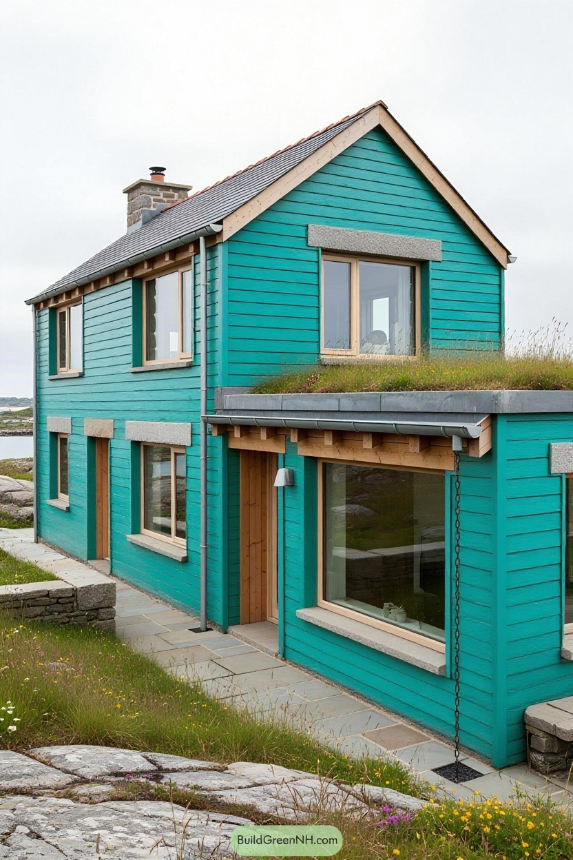 change house siding to teal painted wood