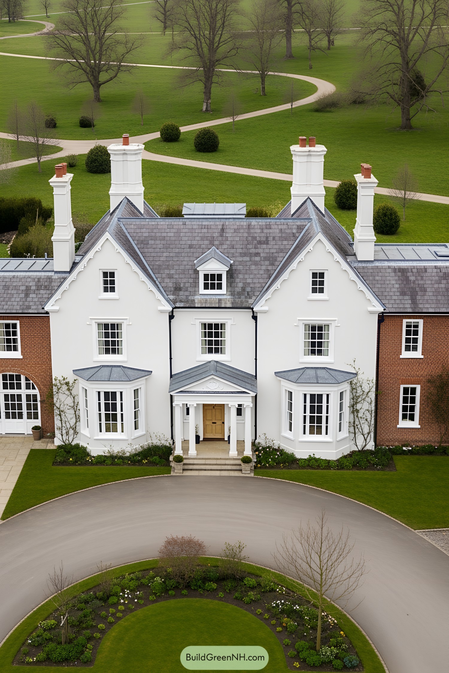 Classic colonial house with elegant gardens