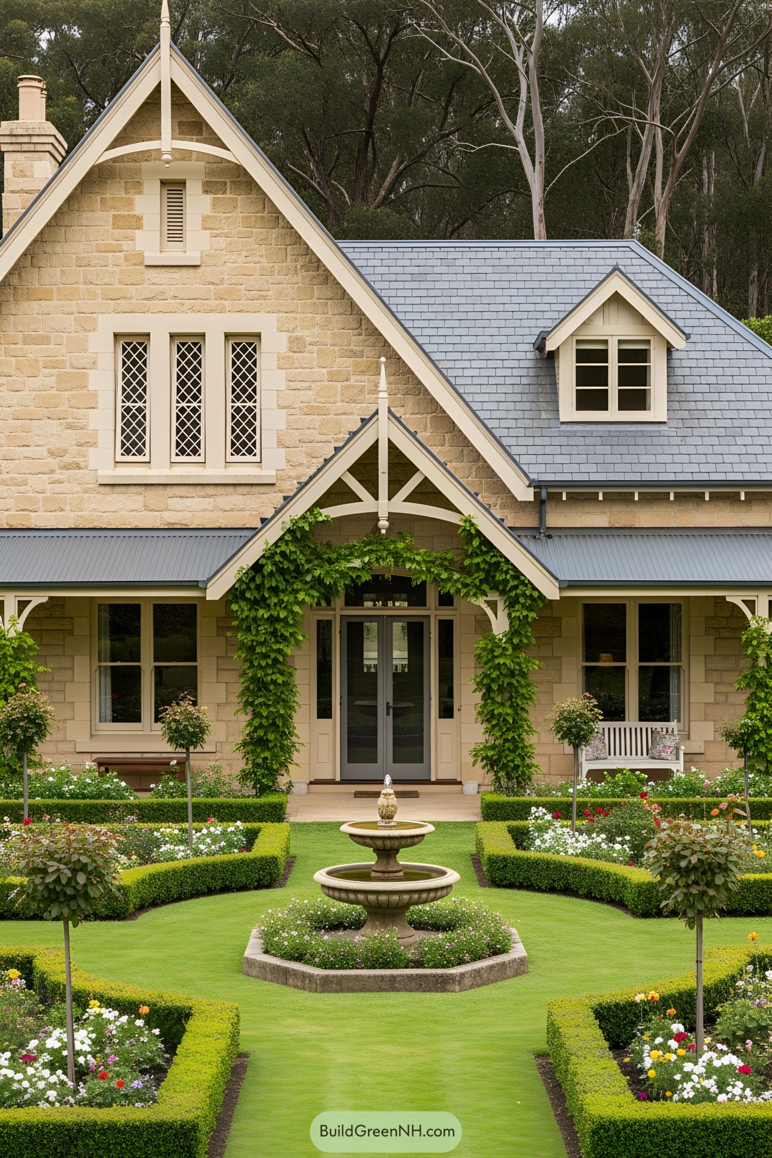 Charming cottage surrounded by manicured gardens