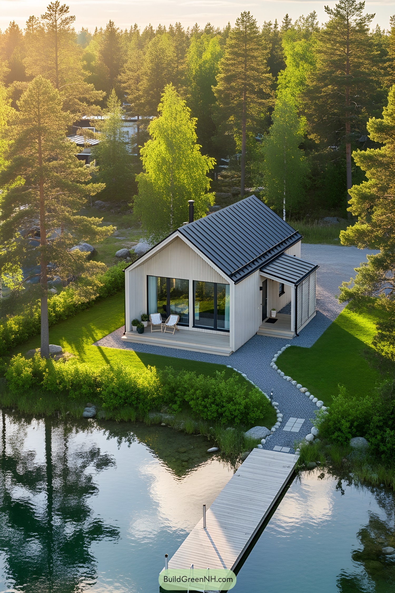 Charming modern cottage near a tranquil lake