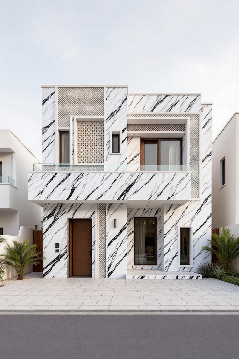 change house siding to white with black veins