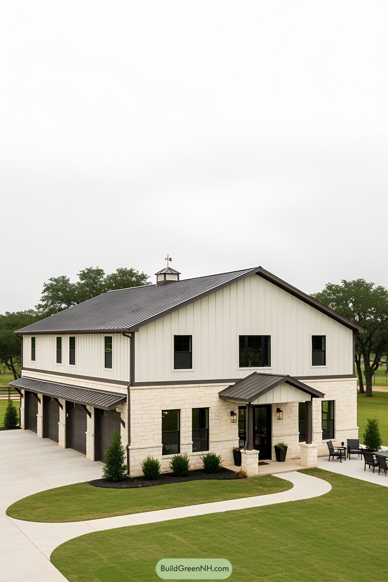 Two-Story Barndominium With Large Garage