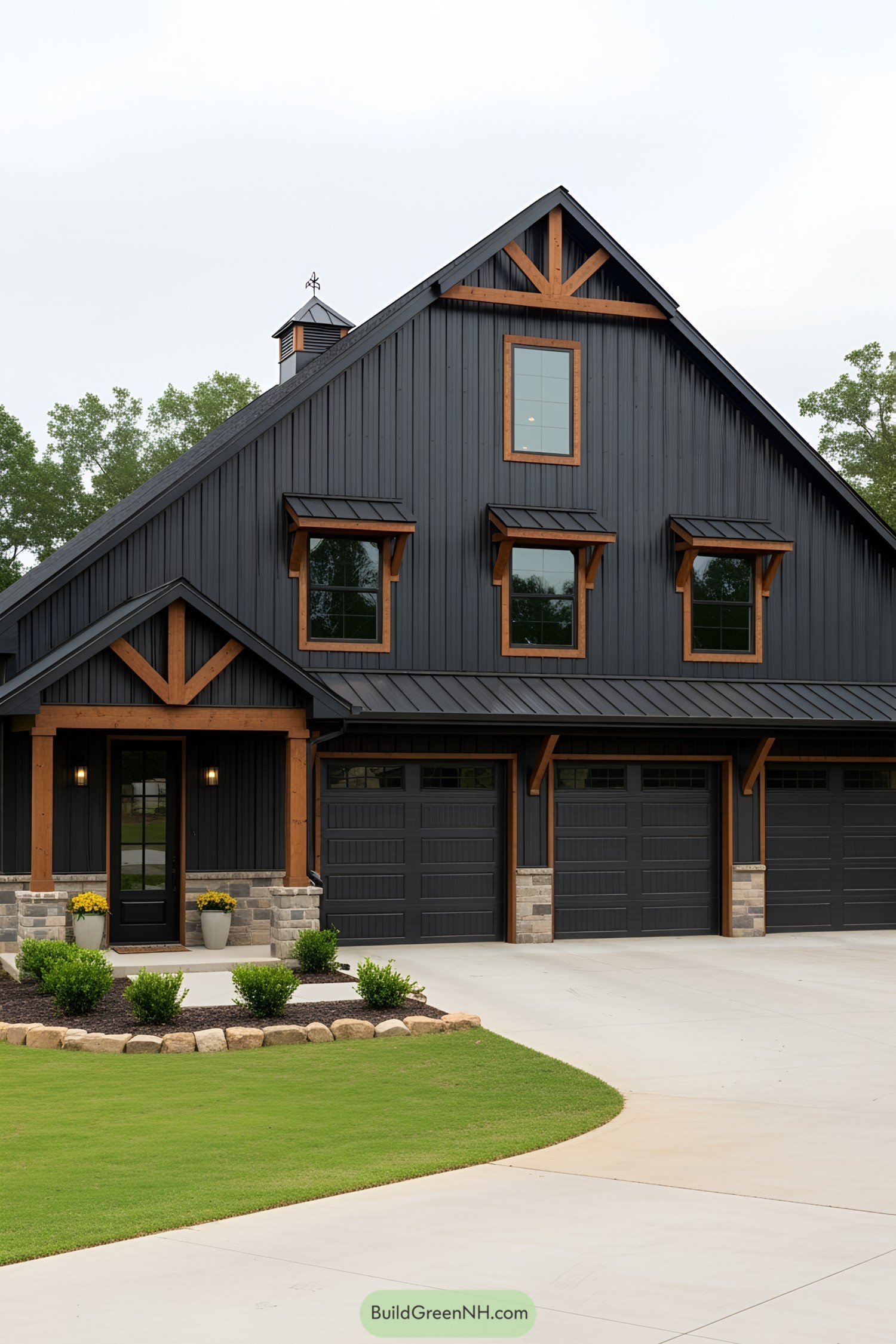Barndominium with garage and rustic appeal