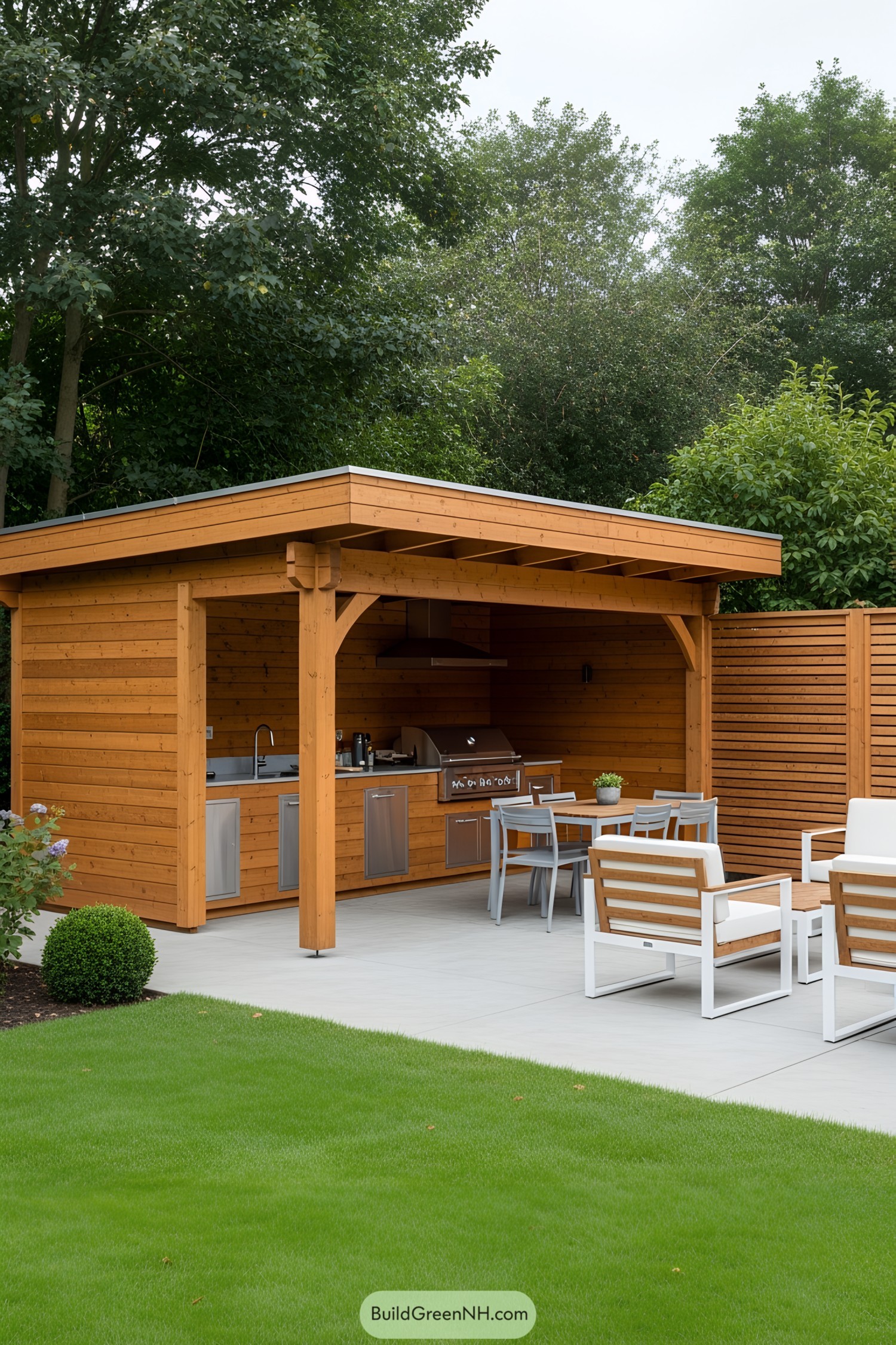 Outdoor BBQ Shed with Seating Area