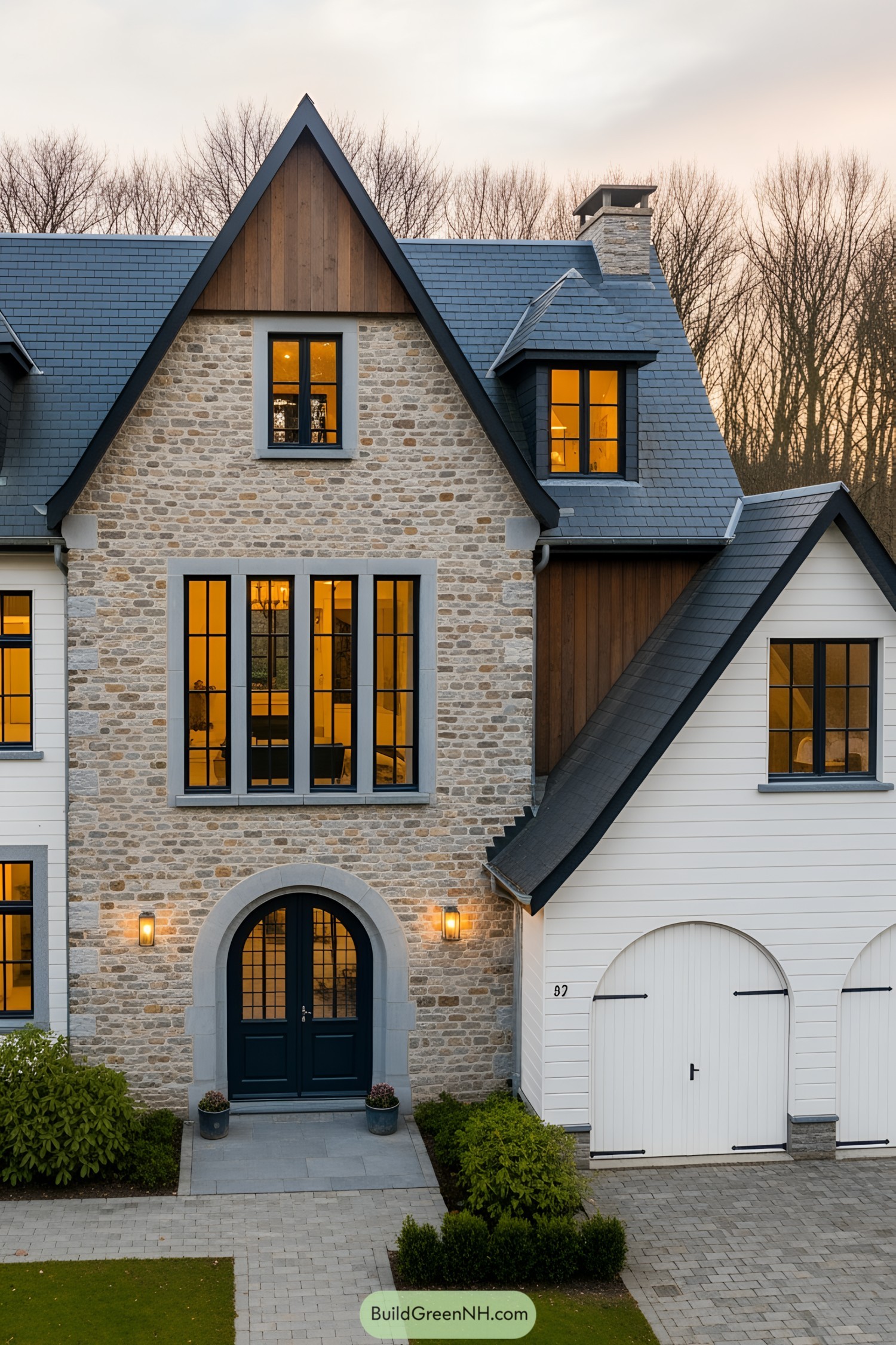 Elegant Belgian farmhouse with stone façade and modern details