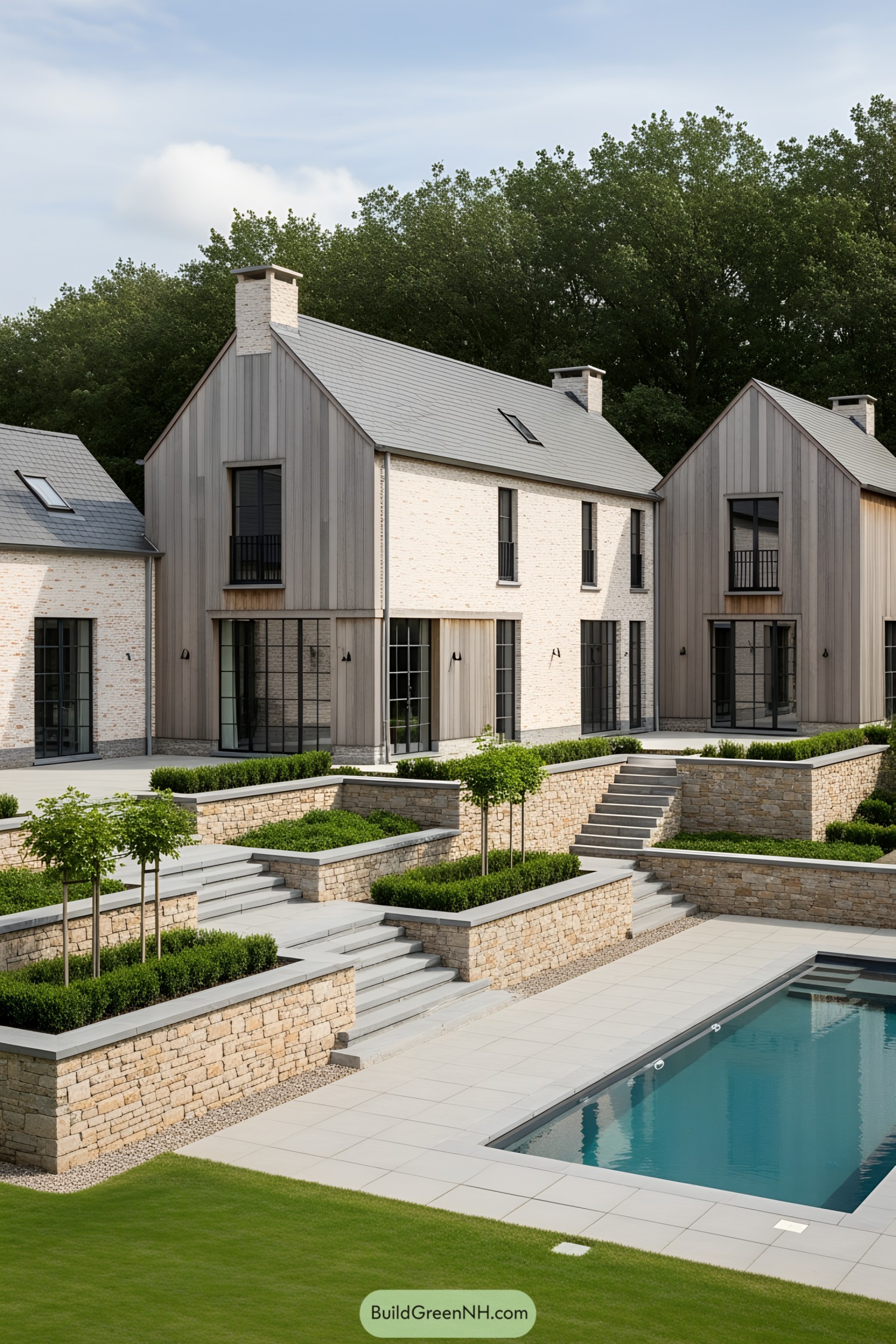 Modern Belgian farmhouse with a pool and terraces