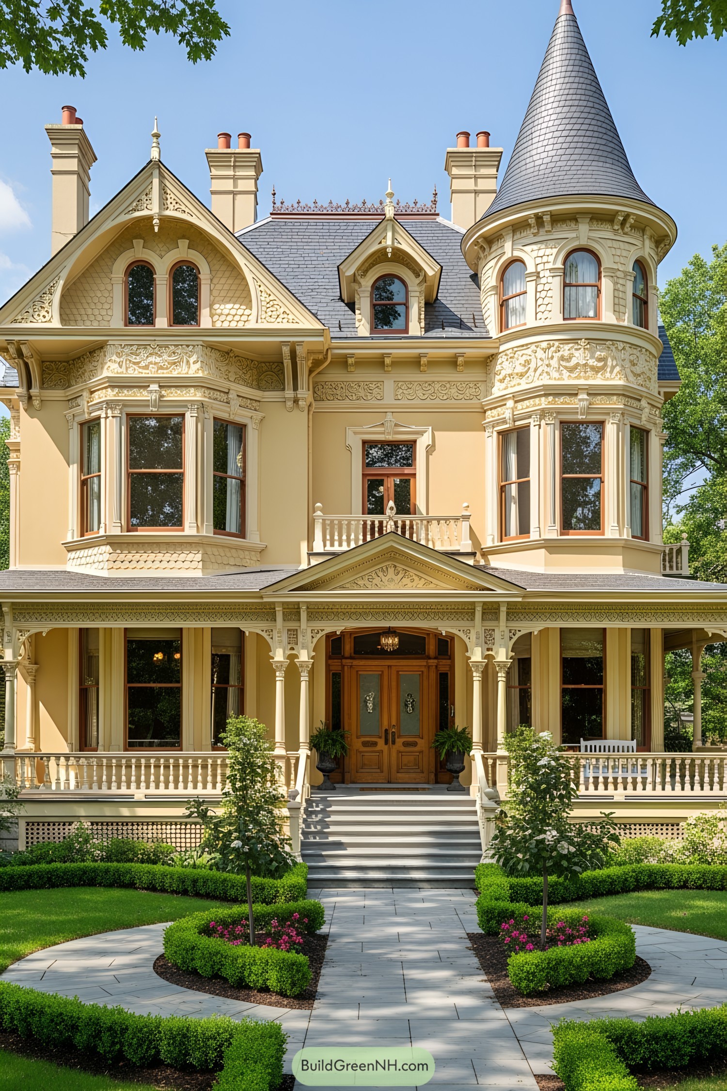 Charming Victorian house with intricate details and a conical turret