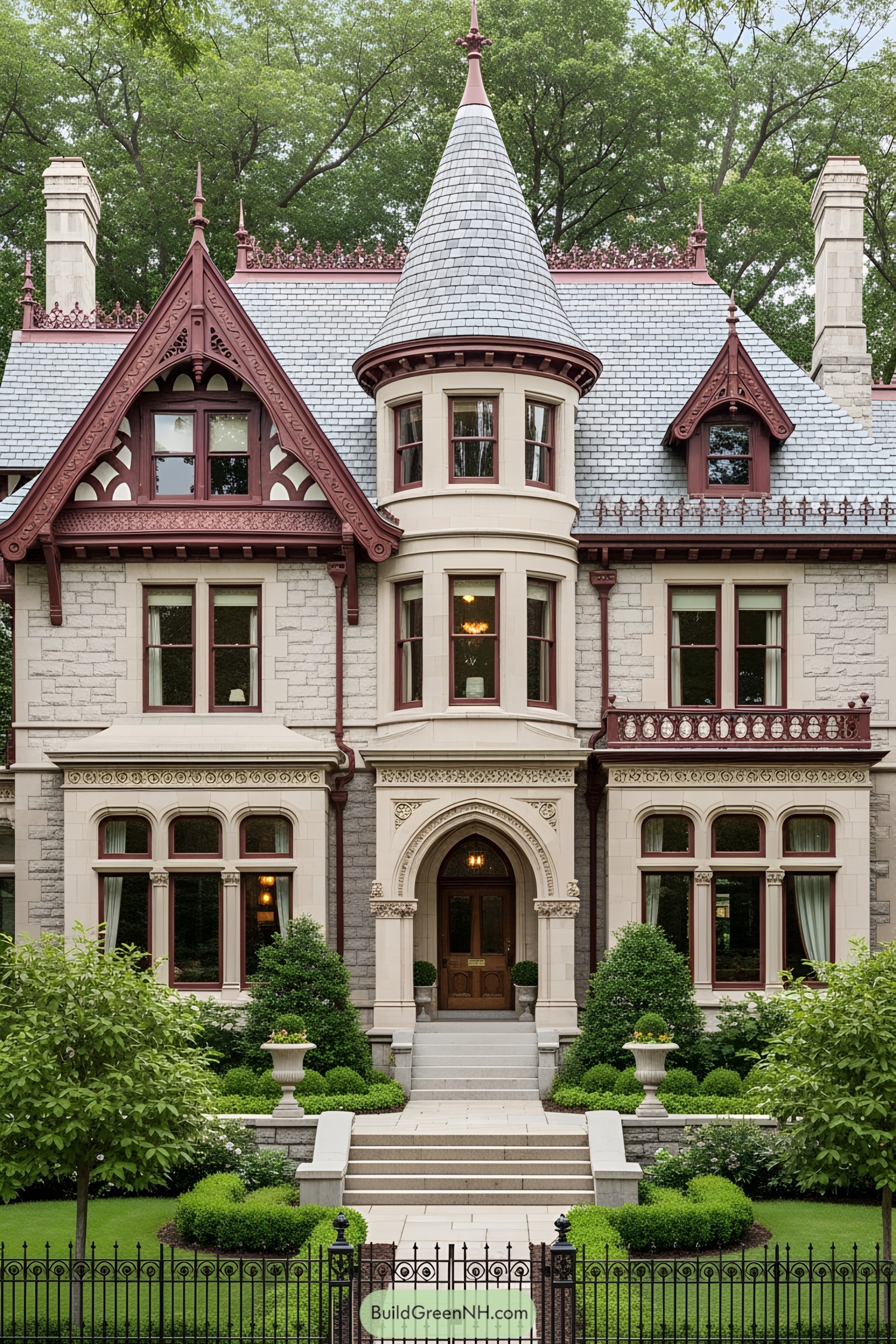 Victorian house with a turret and ornate details